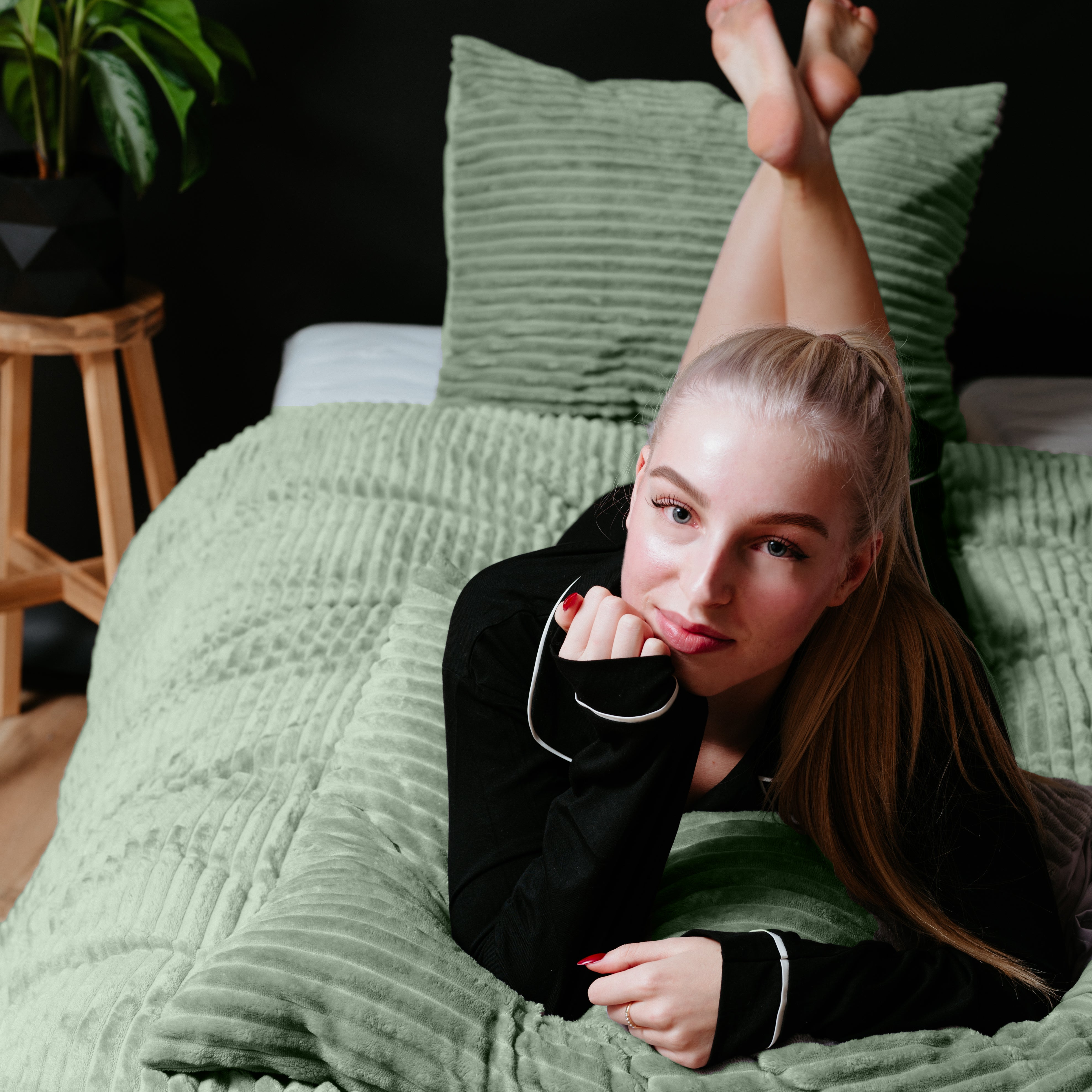 Rib Teddy Groen Dekbedovertrek - Knuffelende nachtrust - Zacht en warm - Trendy Rib Design