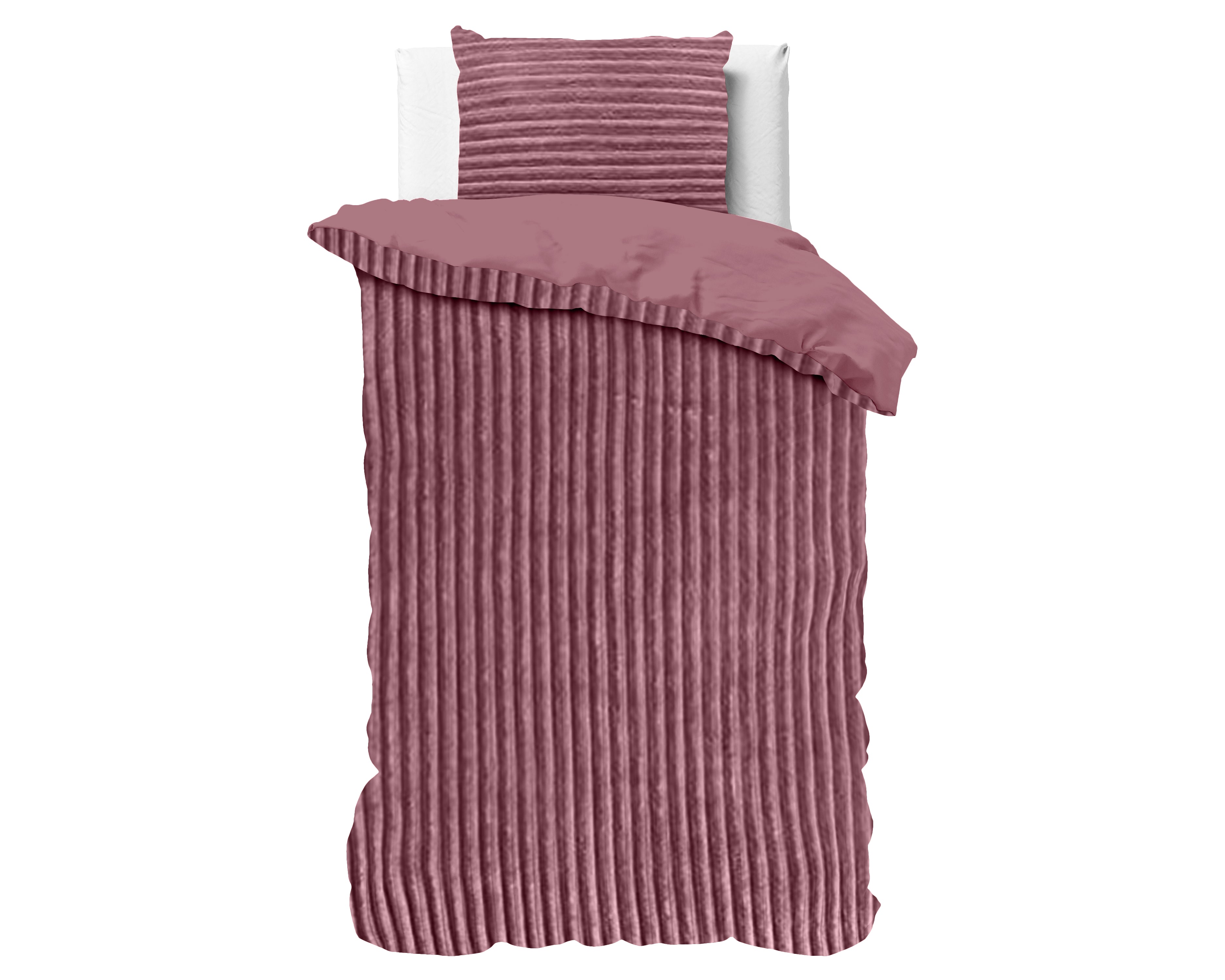 Rib Teddy Oud Roze Dekbedovertrek - Knuffelende nachtrust - Zacht en warm - Trendy Rib Design