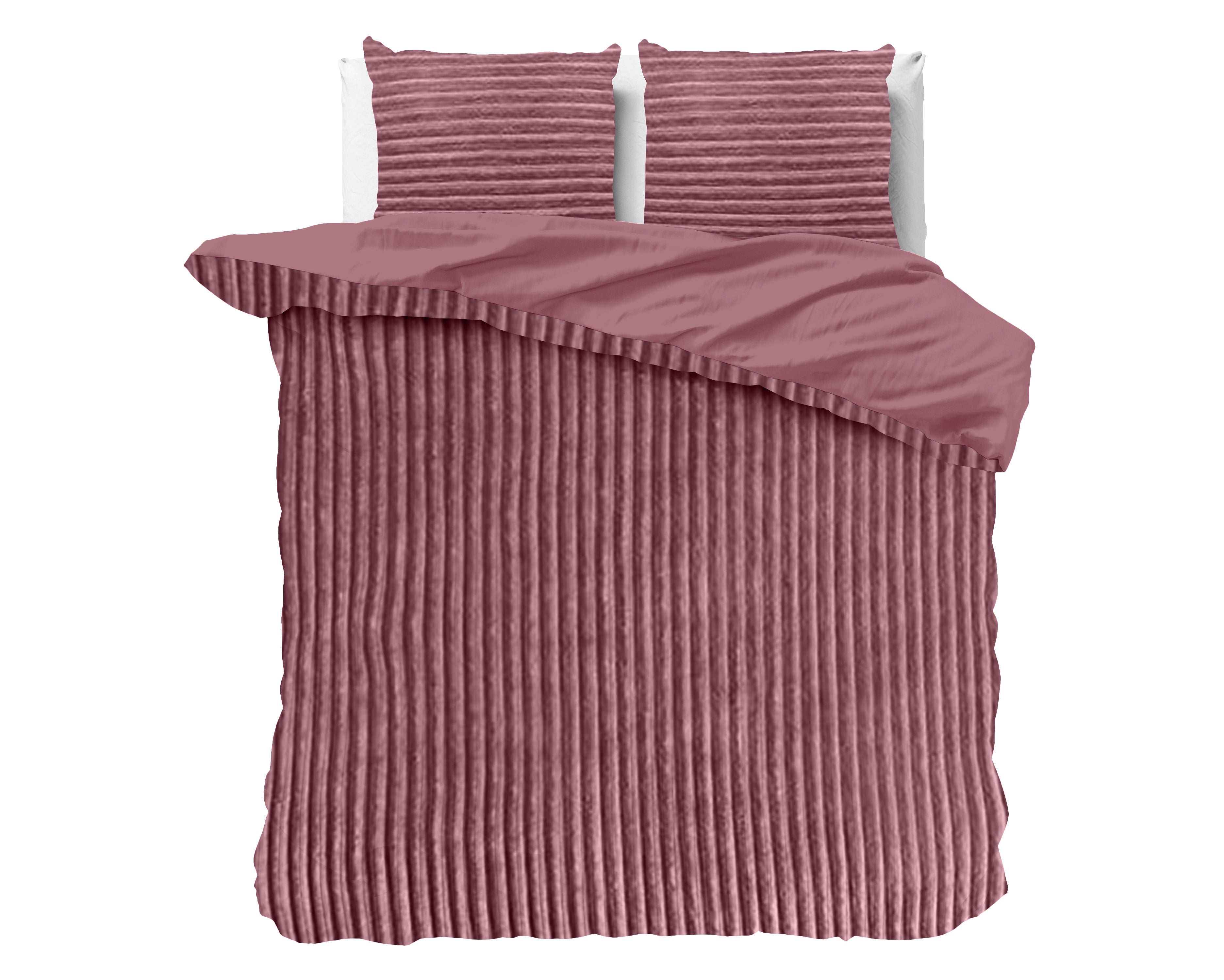 Rib Teddy Oud Roze Dekbedovertrek - Knuffelende nachtrust - Zacht en warm - Trendy Rib Design