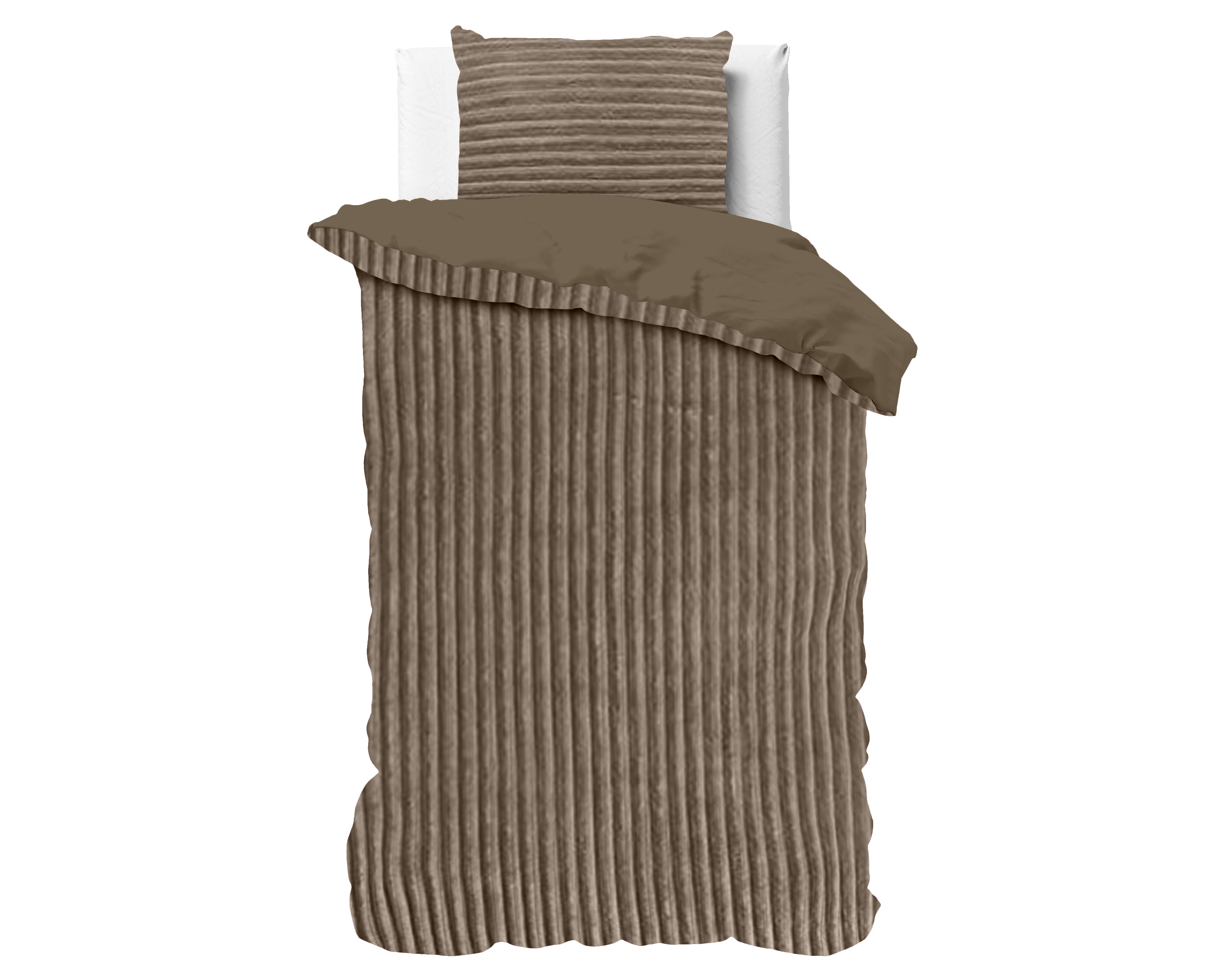 Rib Teddy Taupe Dekbedovertrek - Knuffelende nachtrust - Zacht en warm - Trendy Rib Design