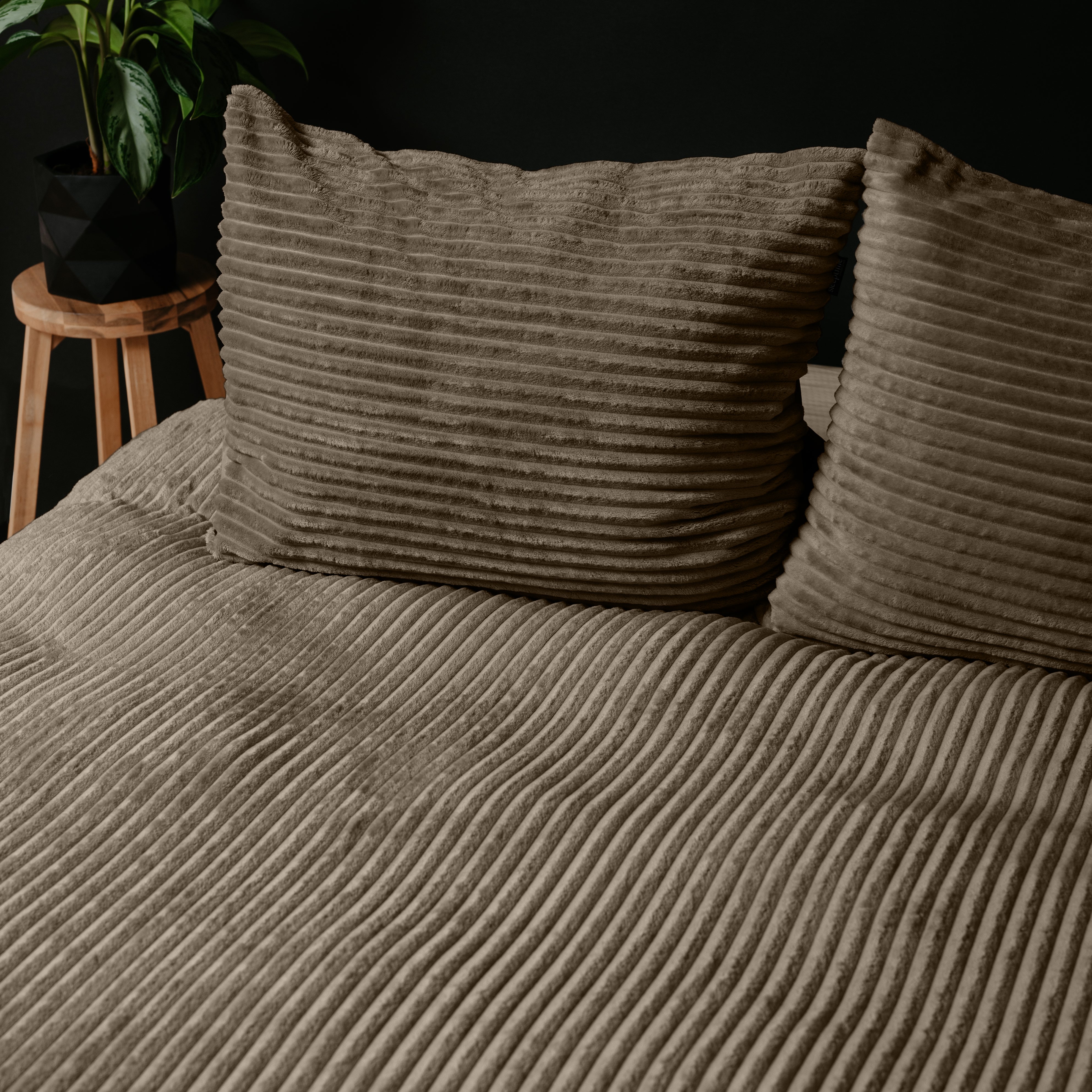 Rib Teddy Taupe Dekbedovertrek - Knuffelende nachtrust - Zacht en warm - Trendy Rib Design