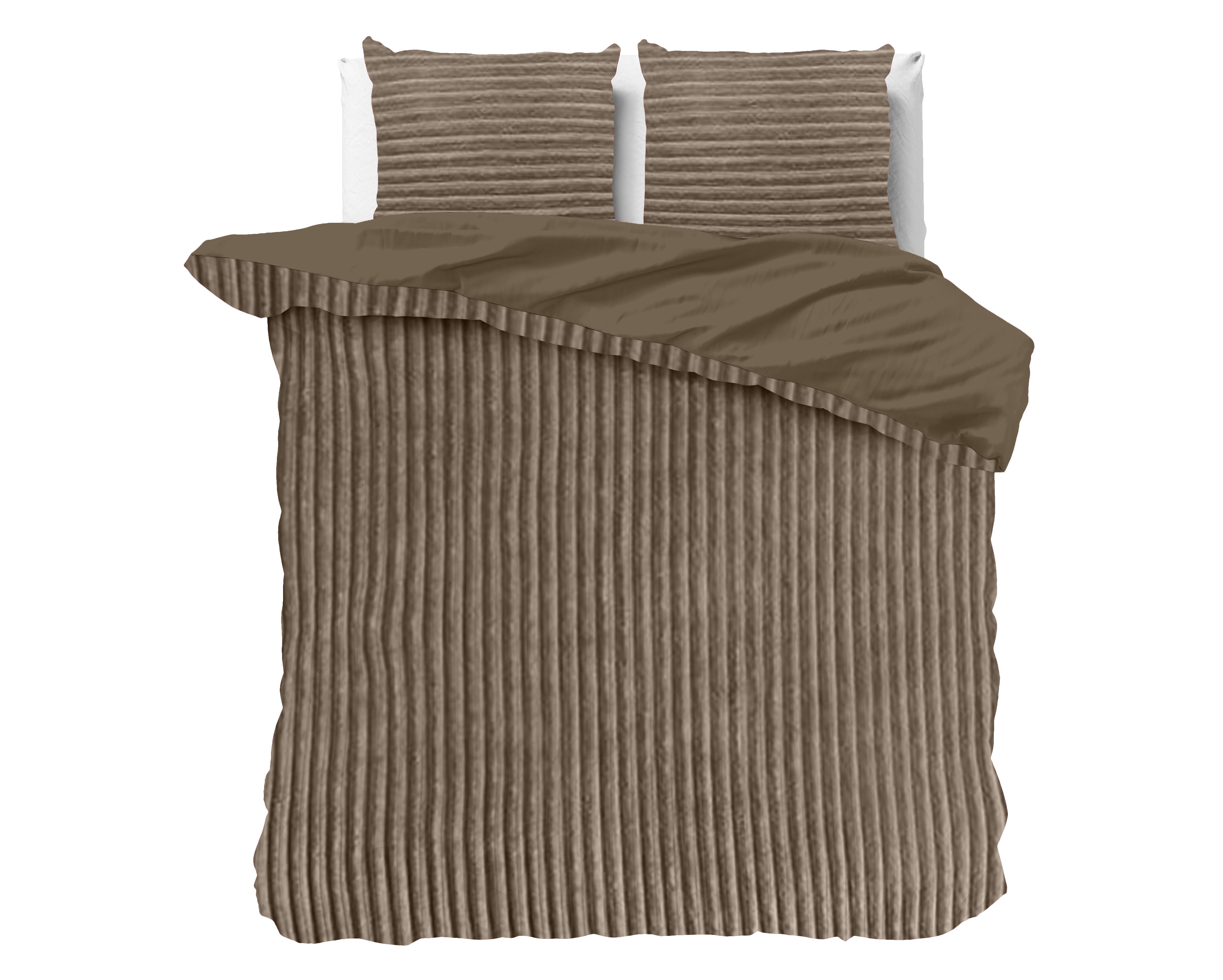 Rib Teddy Taupe Dekbedovertrek - Knuffelende nachtrust - Zacht en warm - Trendy Rib Design