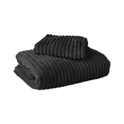 Rib Teddy Zwart Dekbedovertrek - Knuffelende nachtrust - Zacht en warm - Trendy Rib Design