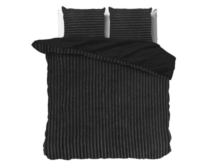 Rib Teddy Zwart Dekbedovertrek - Knuffelende nachtrust - Zacht en warm - Trendy Rib Design