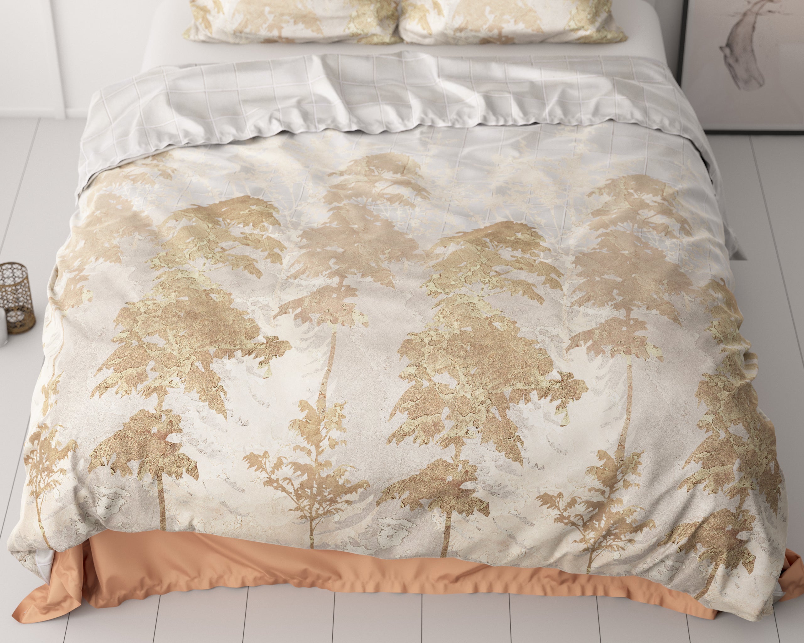 Riffo Goud Dekbedovertrek - Luxe Satijn - Hoge kwaliteit - Trendy prints