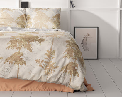 Riffo Goud Dekbedovertrek - Luxe Satijn - Hoge kwaliteit - Trendy prints