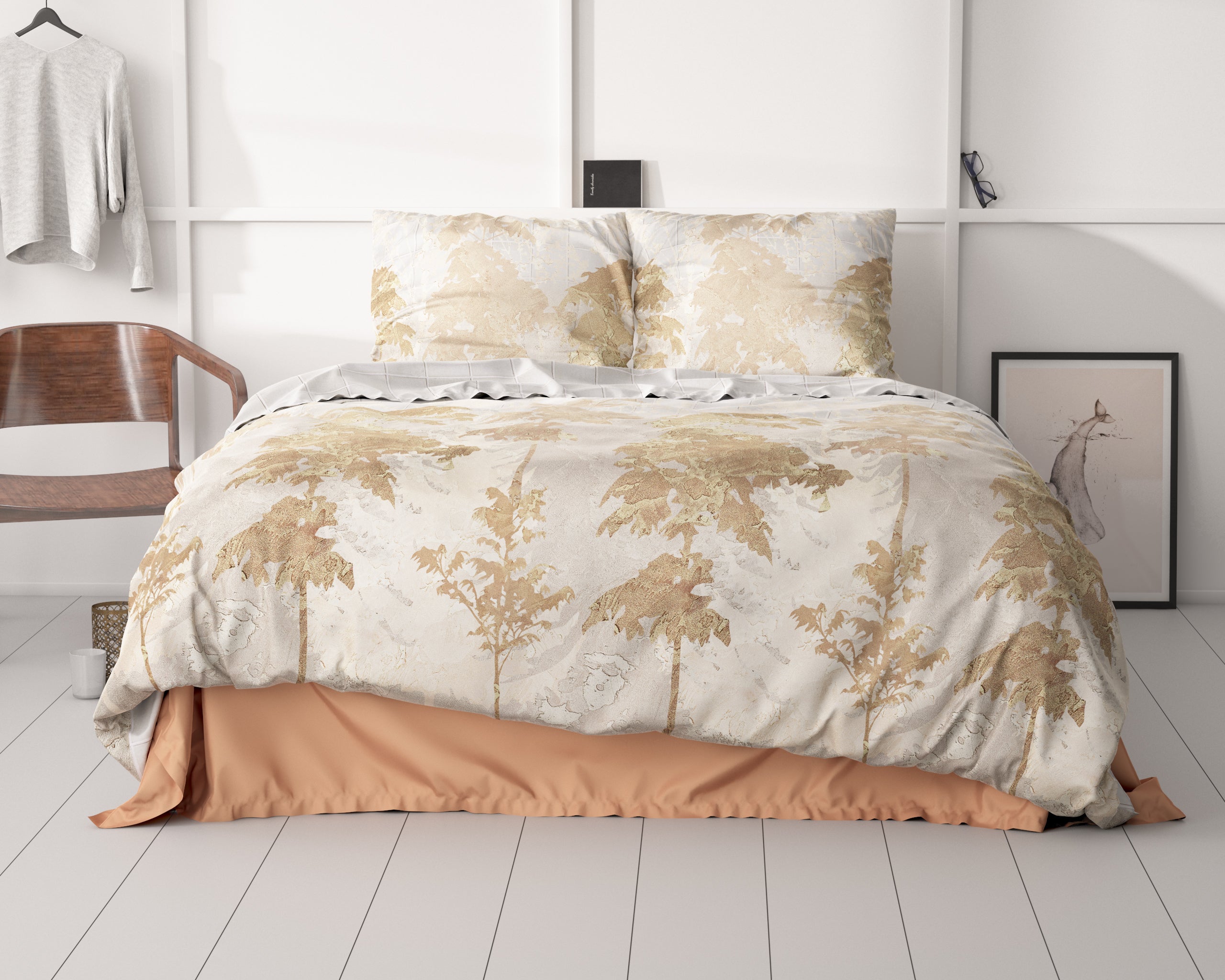Riffo Goud Dekbedovertrek - Luxe Satijn - Hoge kwaliteit - Trendy prints