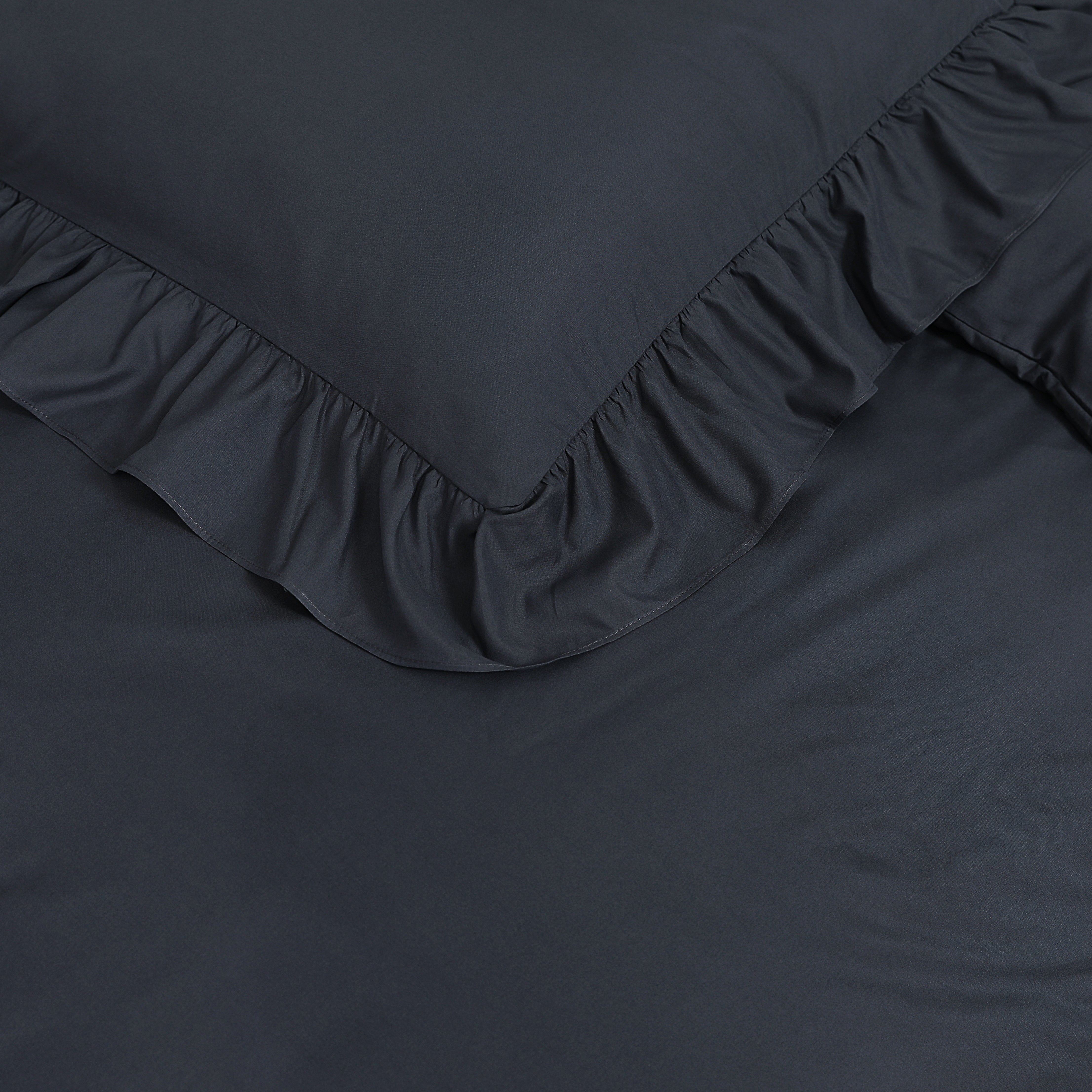 Ruffles Dekbedovertrek Antraciet - Ruches overal rondom - Trendy design - Heerlijk zacht