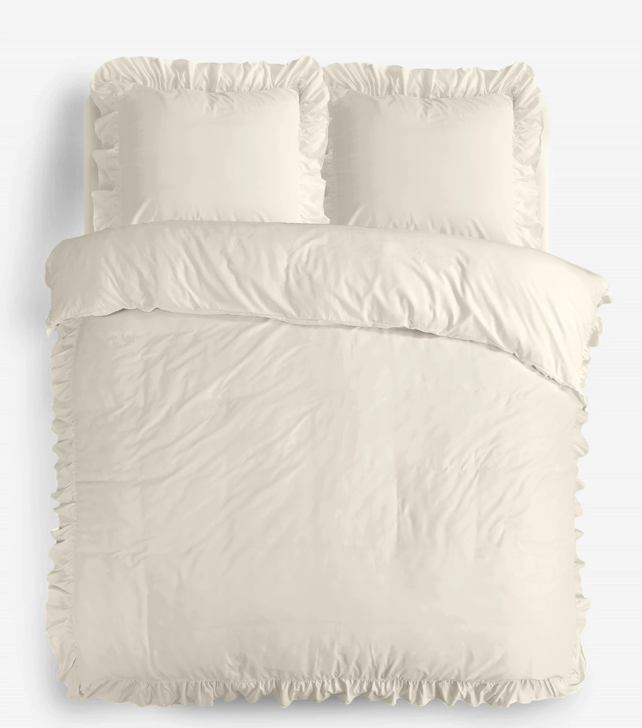 Ruffles Dekbedovertrek Creme - Ruches overal rondom - Trendy design - Heerlijk zacht