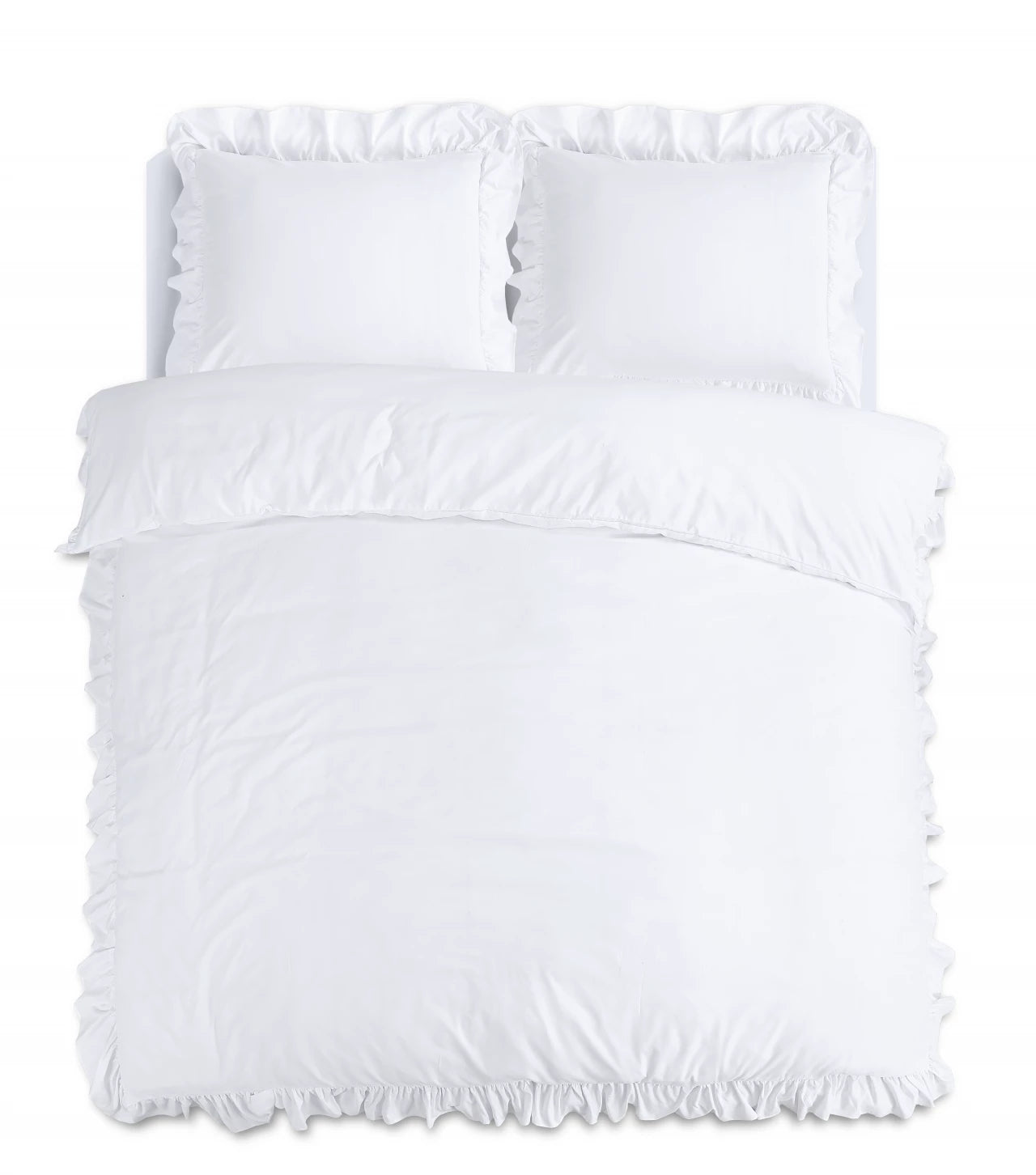 Ruffles Dekbedovertrek Wit  - Ruches overal rondom - Trendy design - Heerlijk zacht