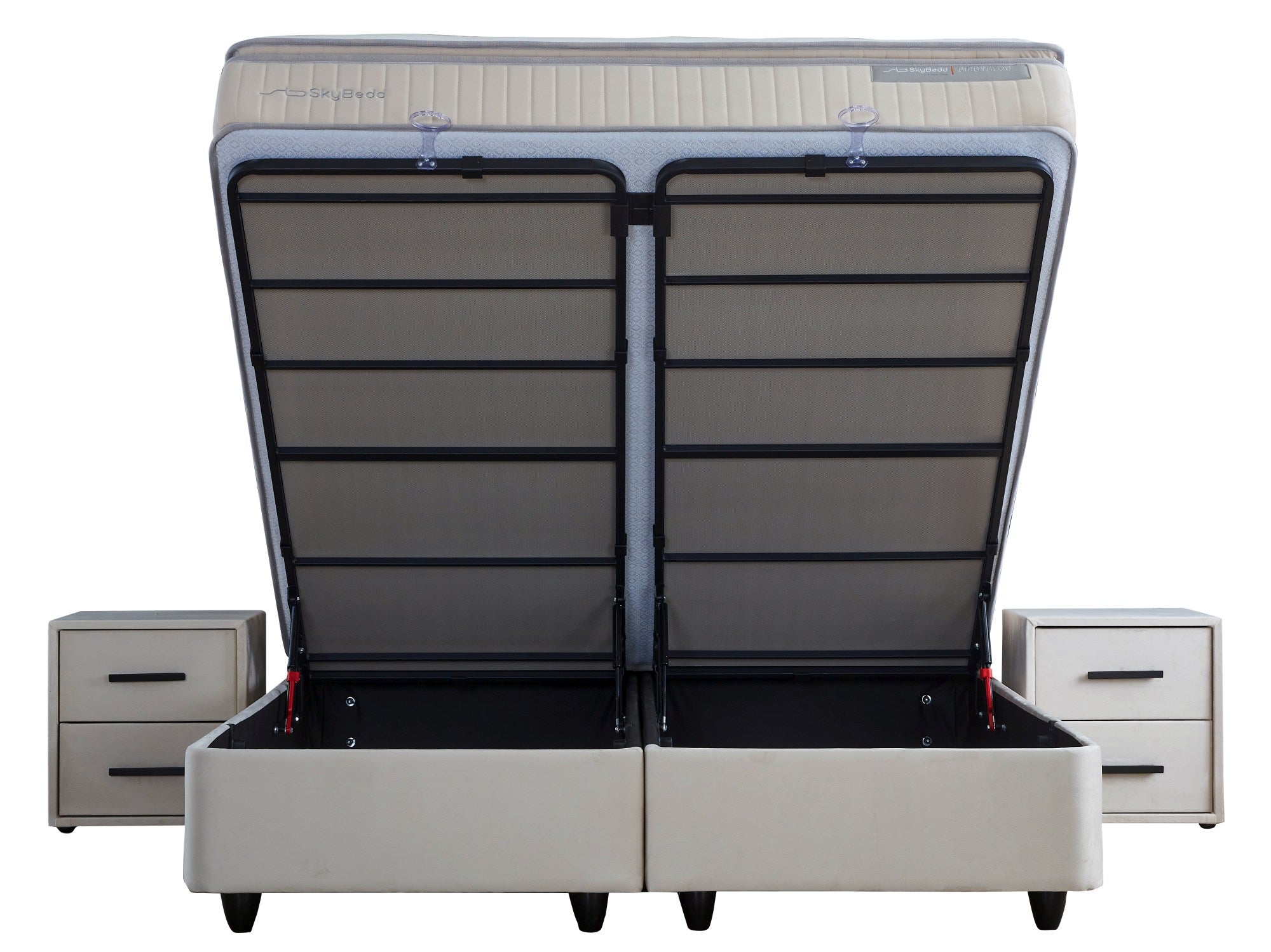 SKYBEDD ® - Boxspring met opbergruimte Birdybedd Beige