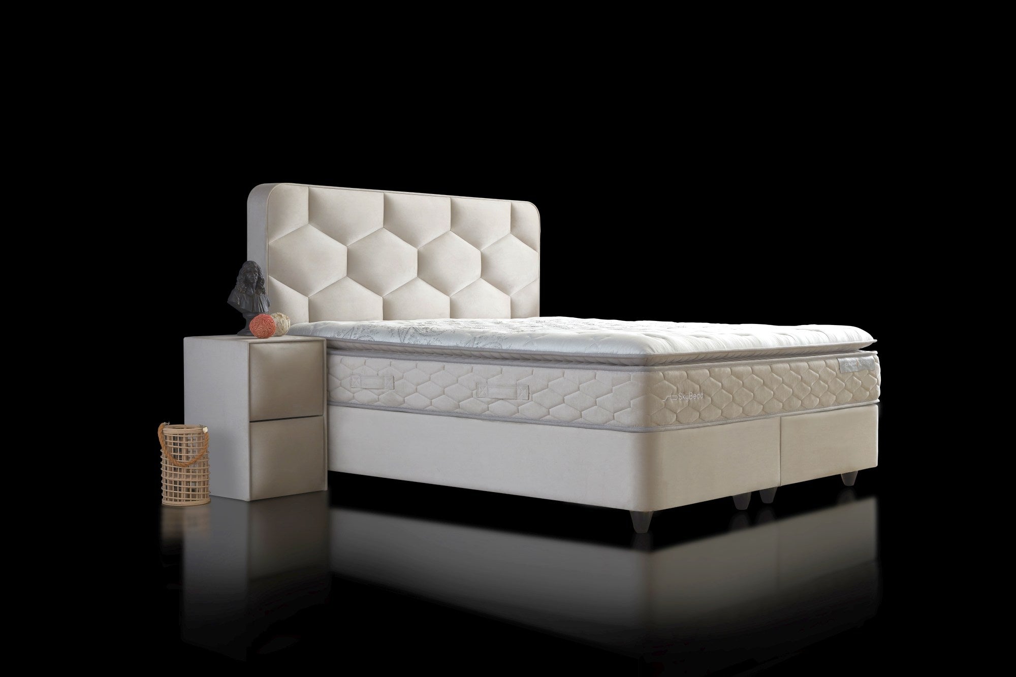 SKYBEDD ® - Boxspring met opbergruimte Dolcebedd Beige