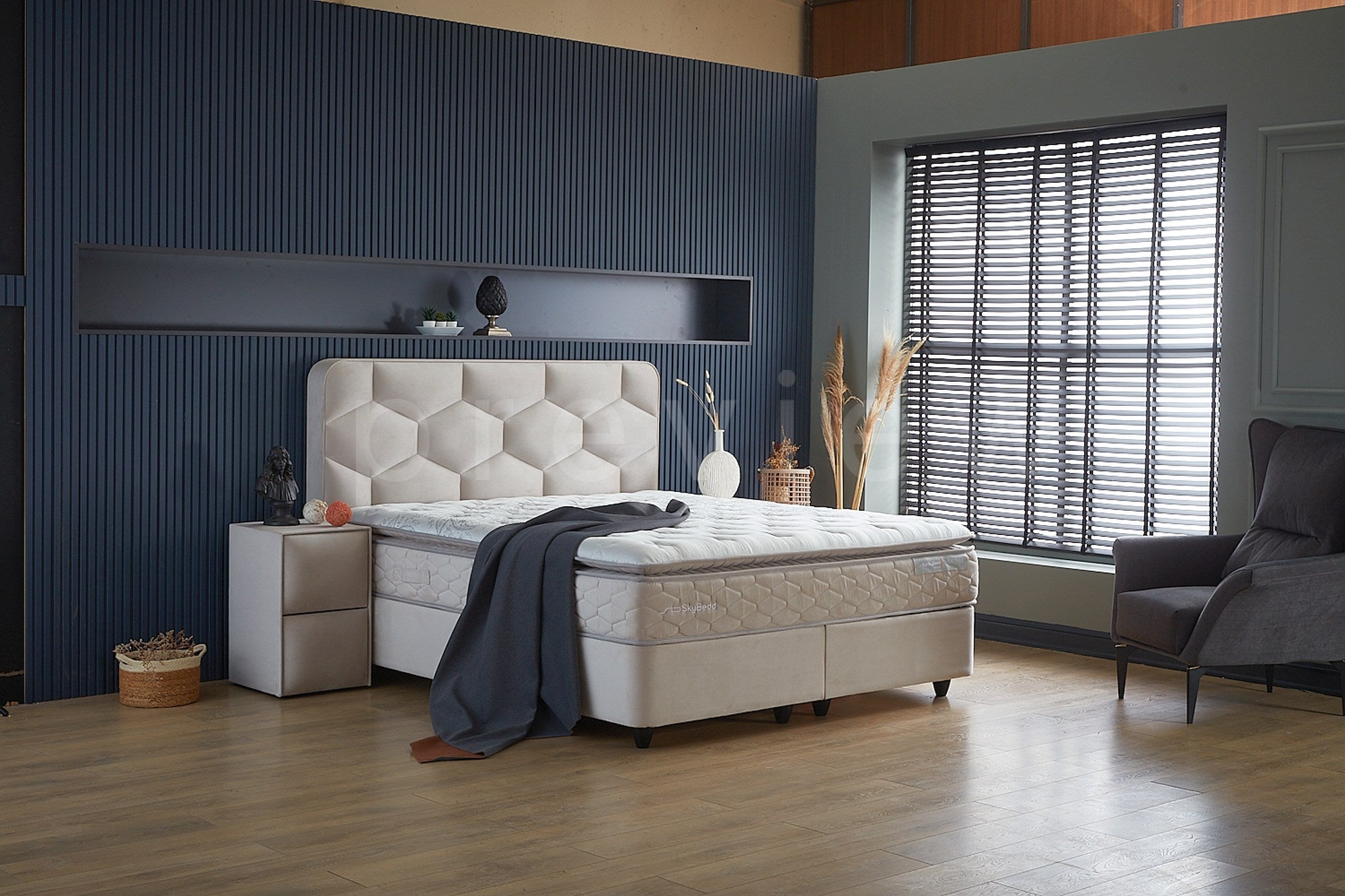 SKYBEDD ® - Boxspring met opbergruimte Dolcebedd Beige