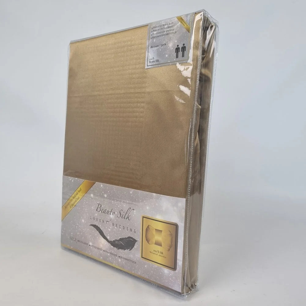 Satijnen Hoeslaken Champagne Gold – Luxe & Zacht voor Huid & Haar