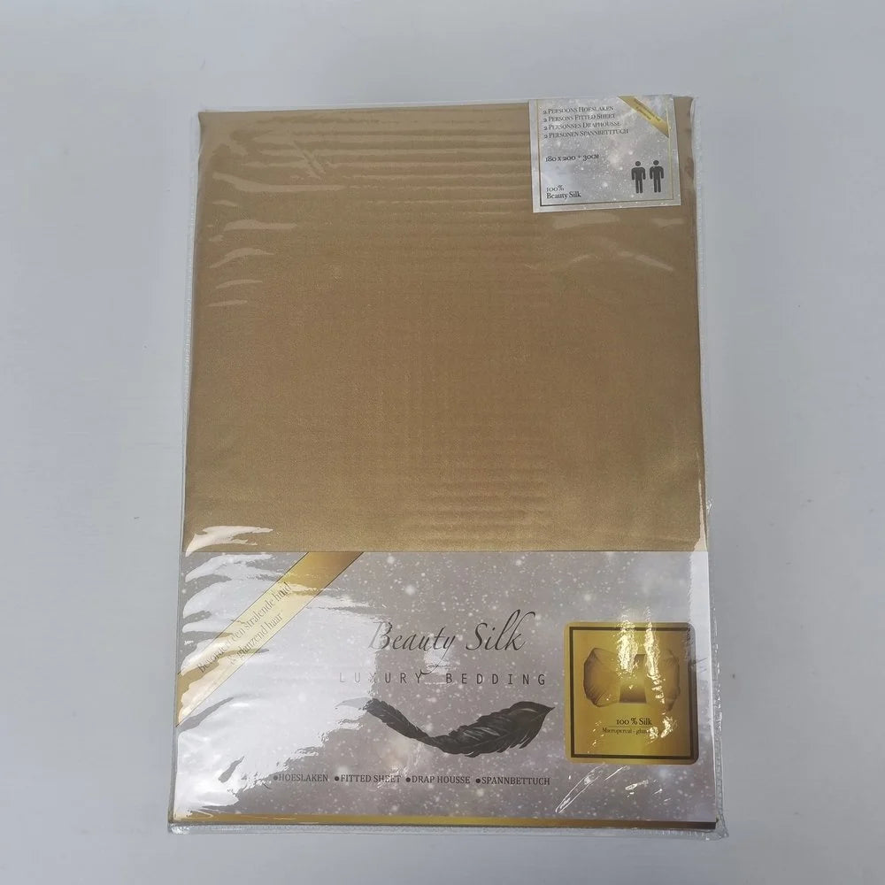 Satijnen Hoeslaken Champagne Gold – Luxe & Zacht voor Huid & Haar