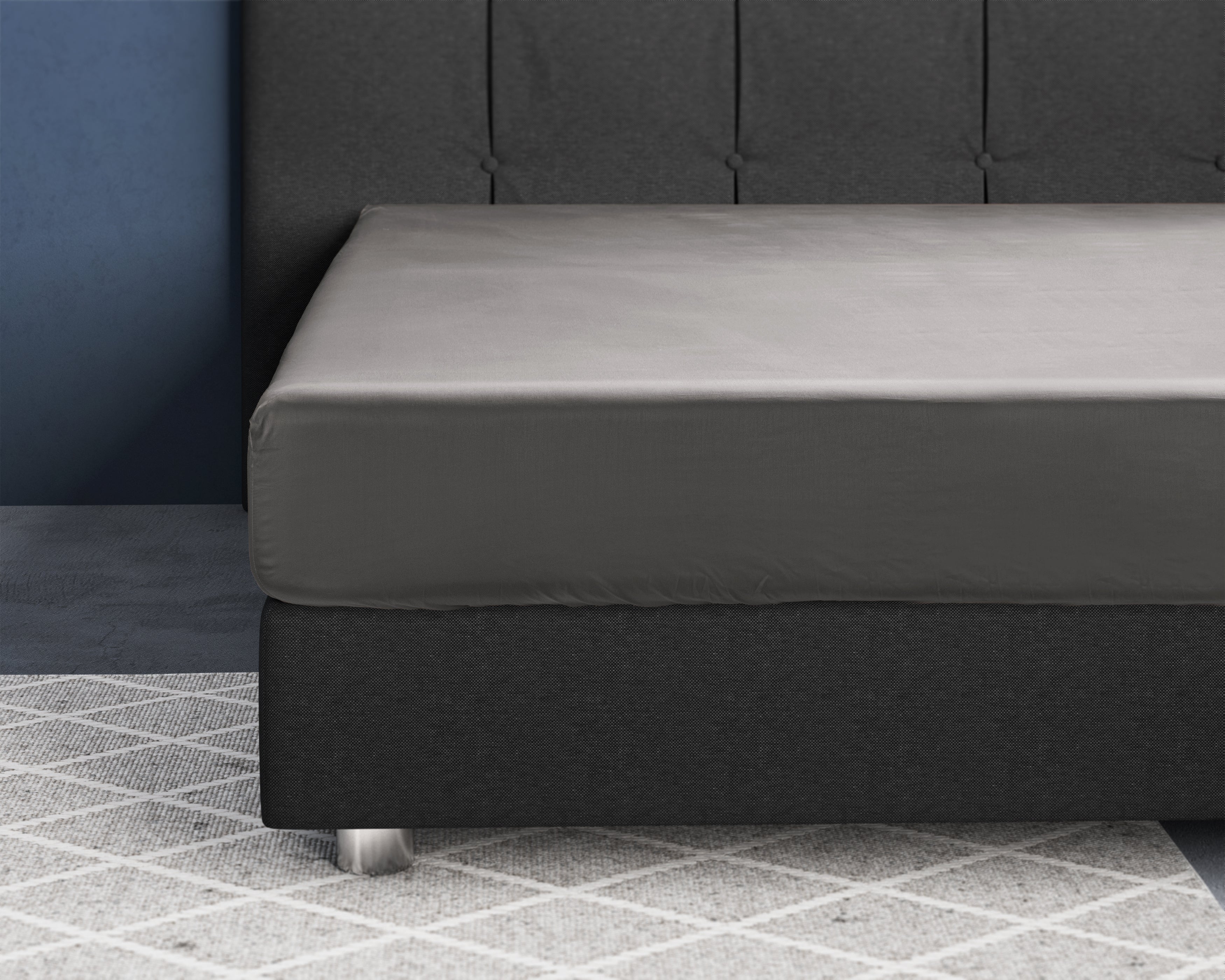 Satin Fitted Sheet Gray - Reactive washed - Soft, smooth, breathable and has a light sheen - Free from harmful substances and skin-friendly