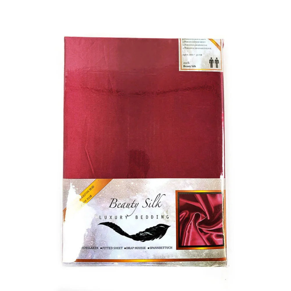 Satin Fitted Sheet Red/Bordeaux – Luxurious &amp; Soft | 90x200, 140x200, 160x200, 180x200