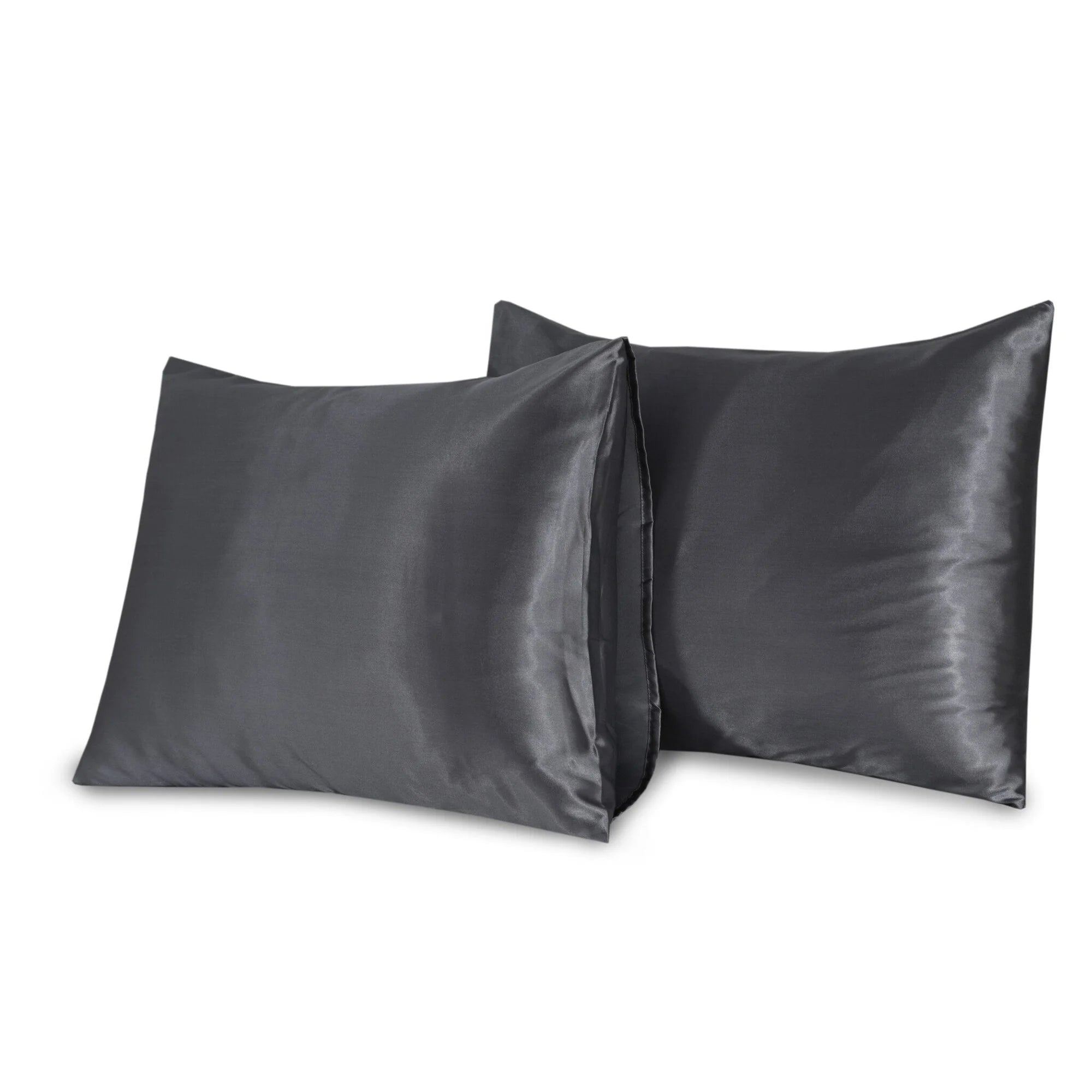 Satijnen Kussenslopen Antraciet 60 x 70 cm – 2 stuks