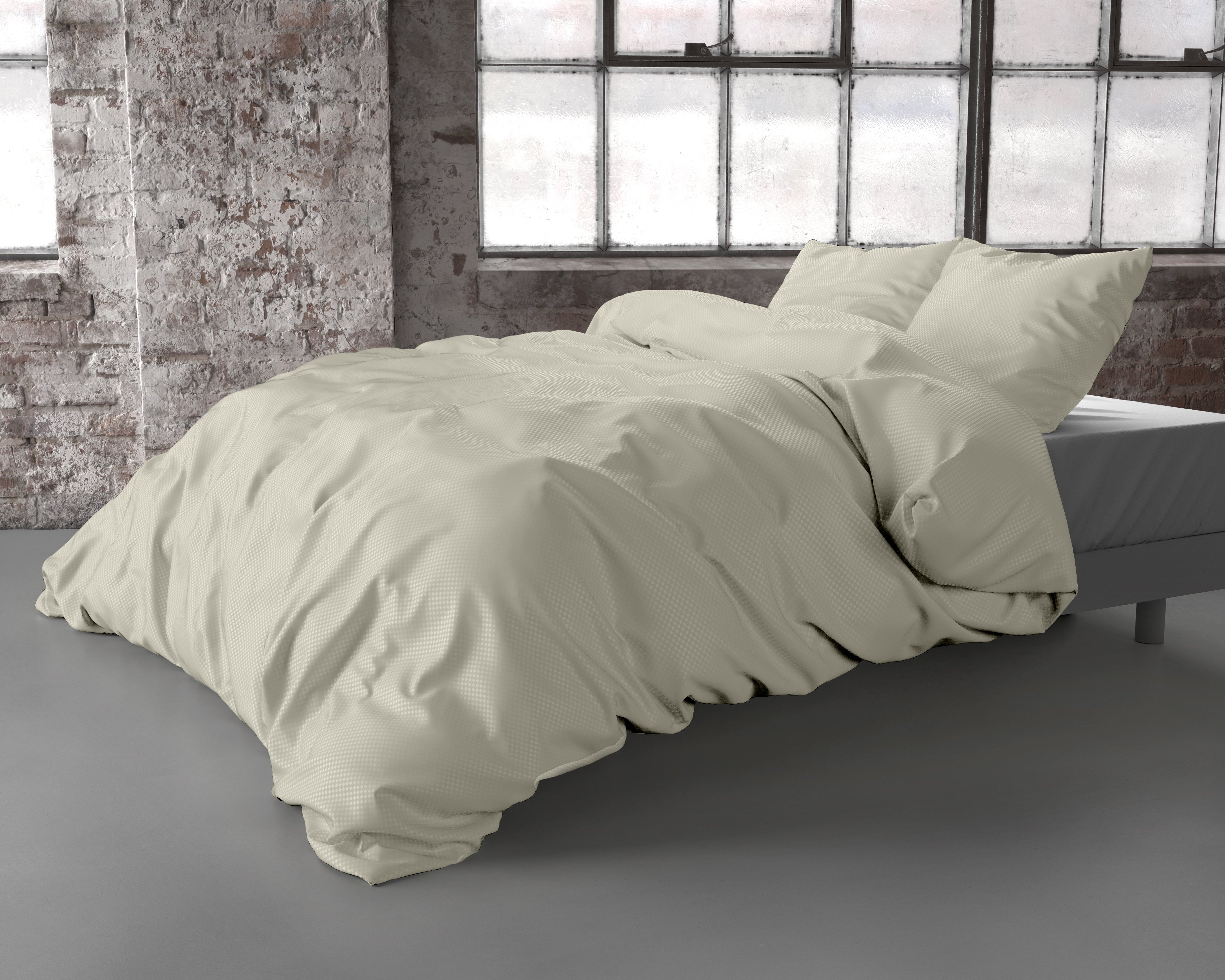 Satin Point Duvet Cover Cream - Plain design - Deep print design - Easy to wash