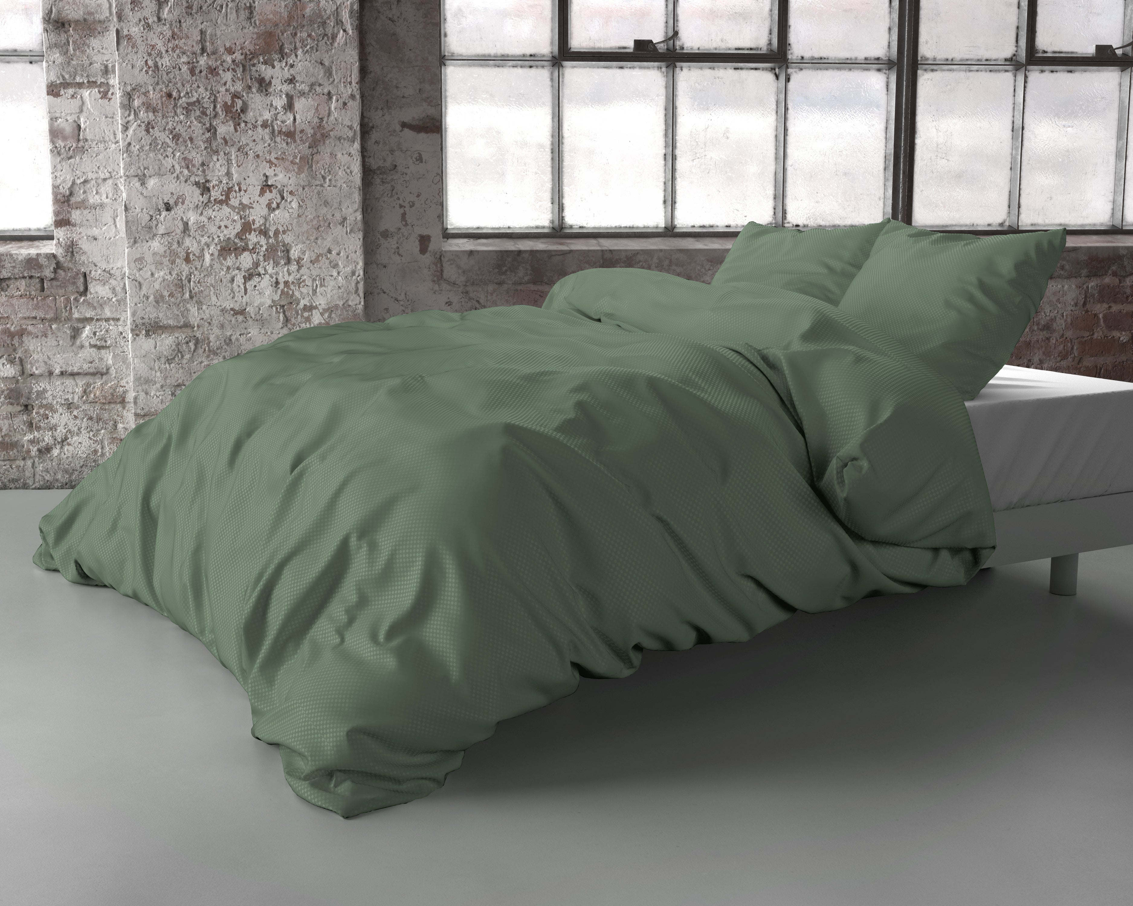 Satin Point Dekbedovertrek Groen - Uni design - Diepdruk design - Makkelijk wasbaar