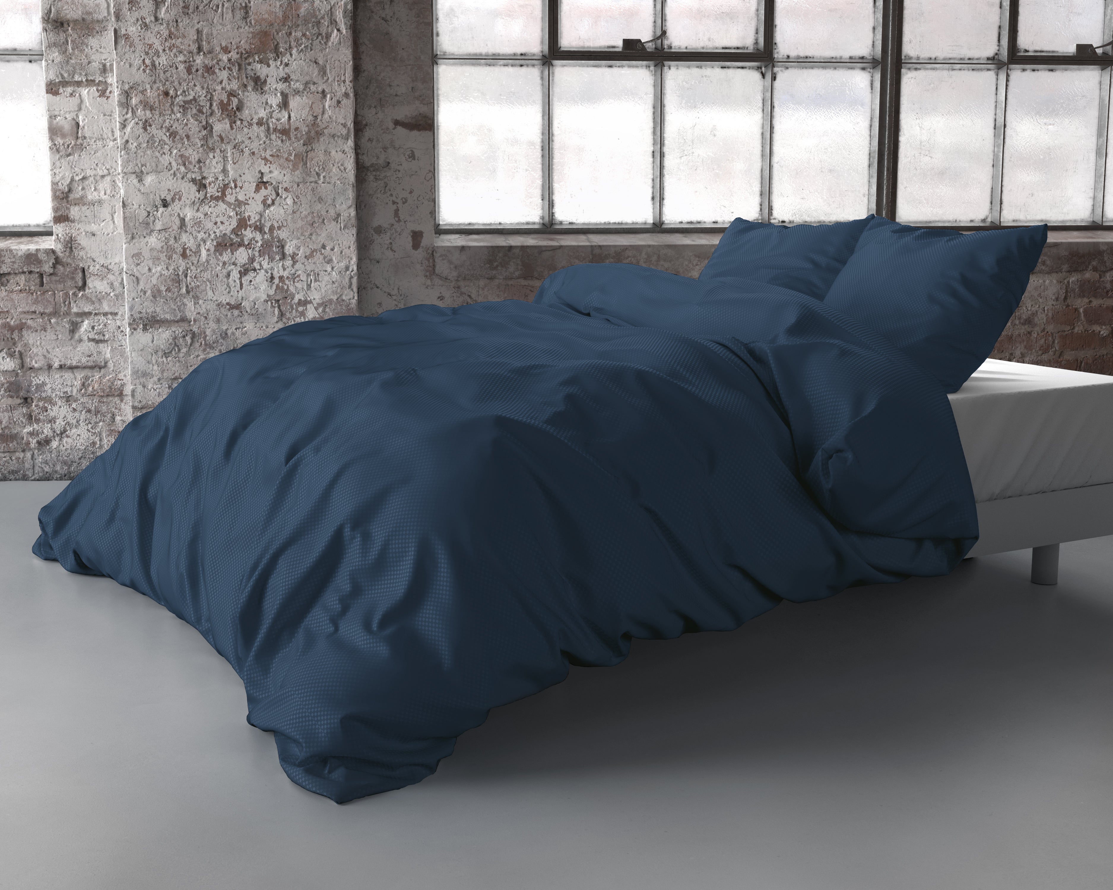 Satin Point Duvet Cover Navy - Plain design - Deep print design - Easy to wash
