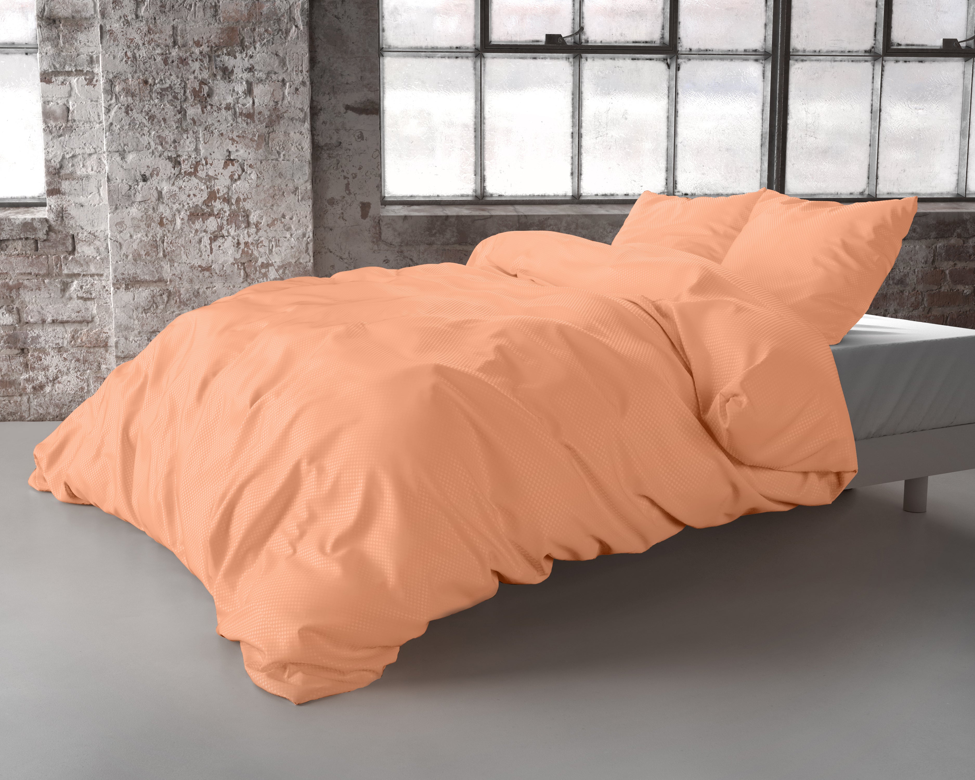 Satin Point Dekbedovertrek Pastel Oranje - Uni design - Diepdruk design - Makkelijk wasbaar