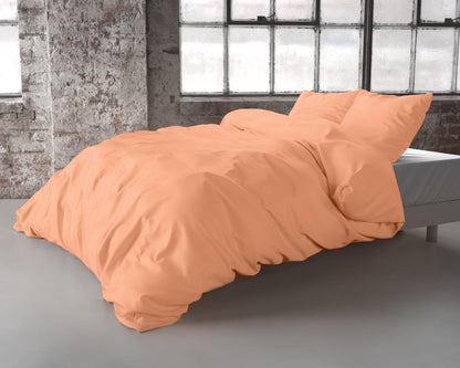 Satin Point Dekbedovertrek Pastel Oranje - Uni design - Diepdruk design - Makkelijk wasbaar