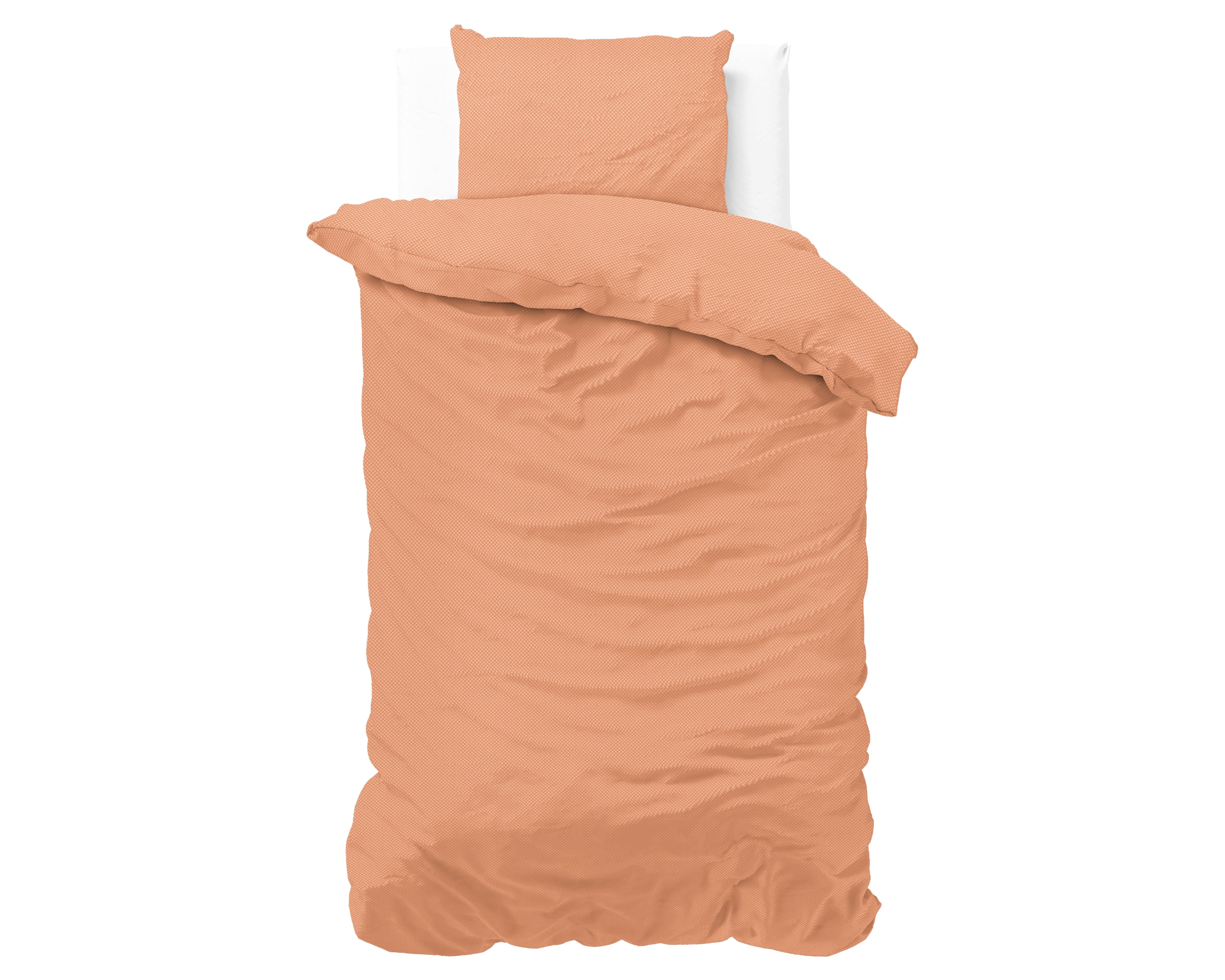 Satin Point Dekbedovertrek Pastel Oranje - Uni design - Diepdruk design - Makkelijk wasbaar