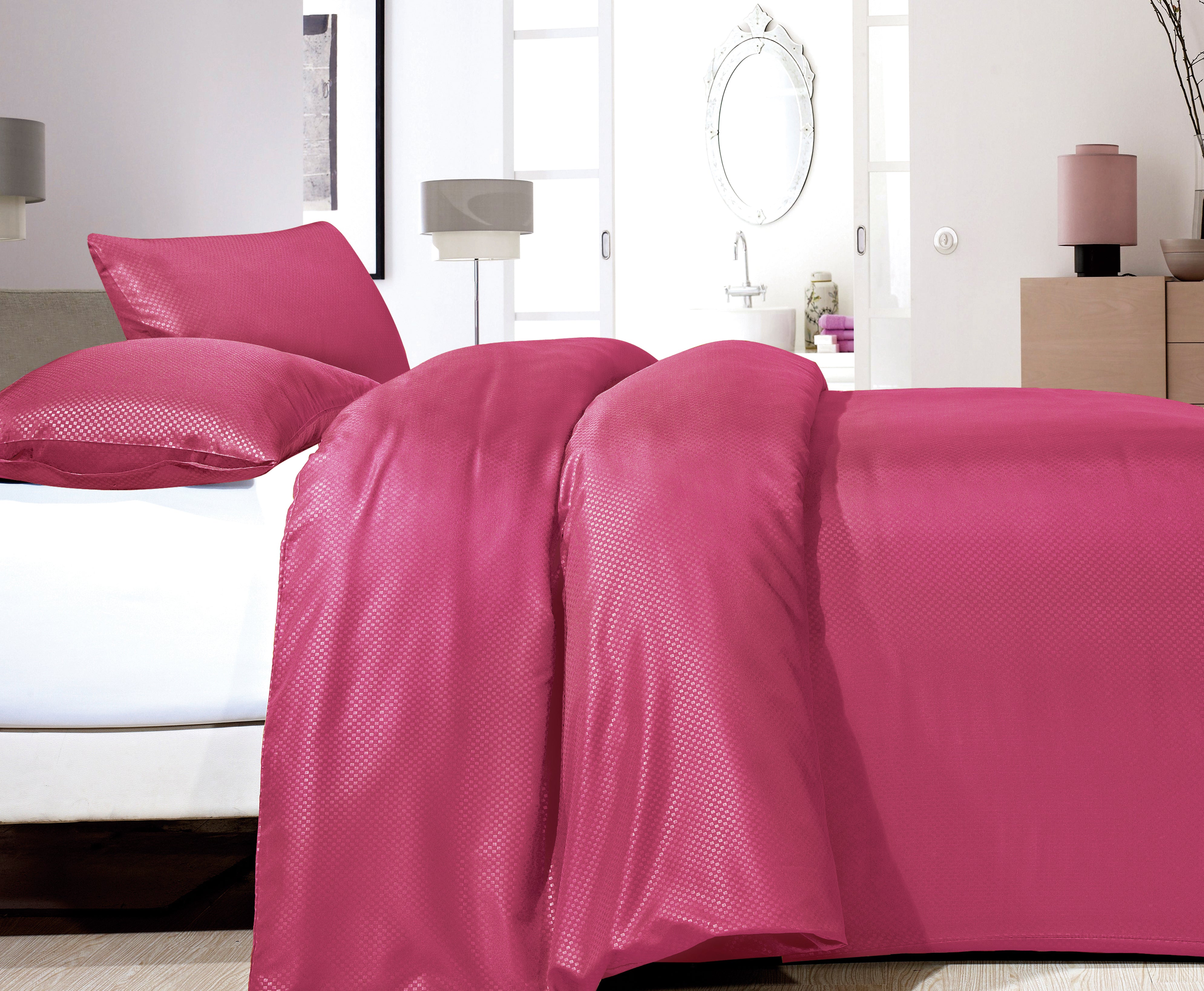 Satin Point Dekbedovertrek Roze - Uni design - Diepdruk design - Makkelijk wasbaar