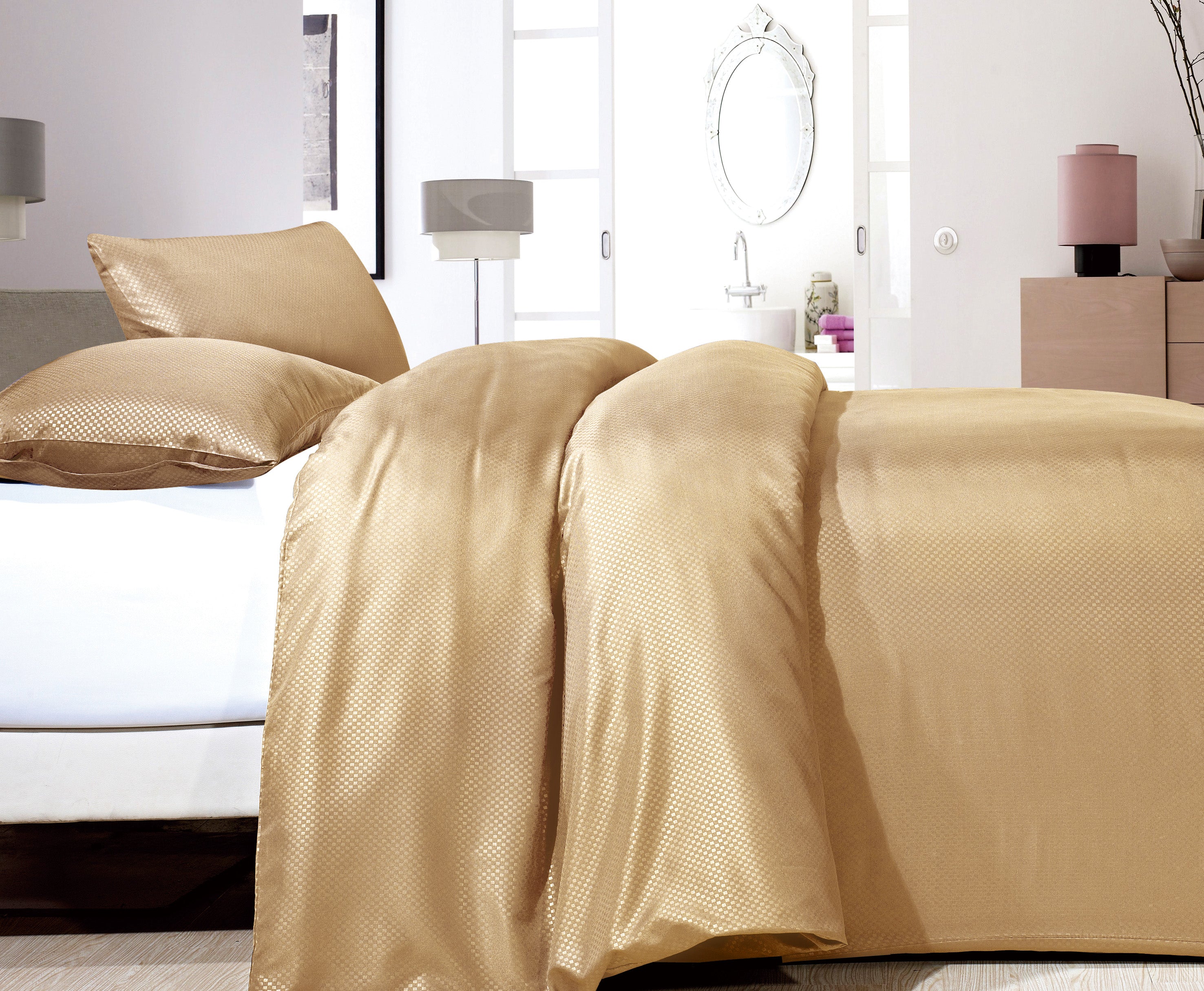 Satin Point Duvet Cover Taupe - Plain design - Deep print design - Easy to wash