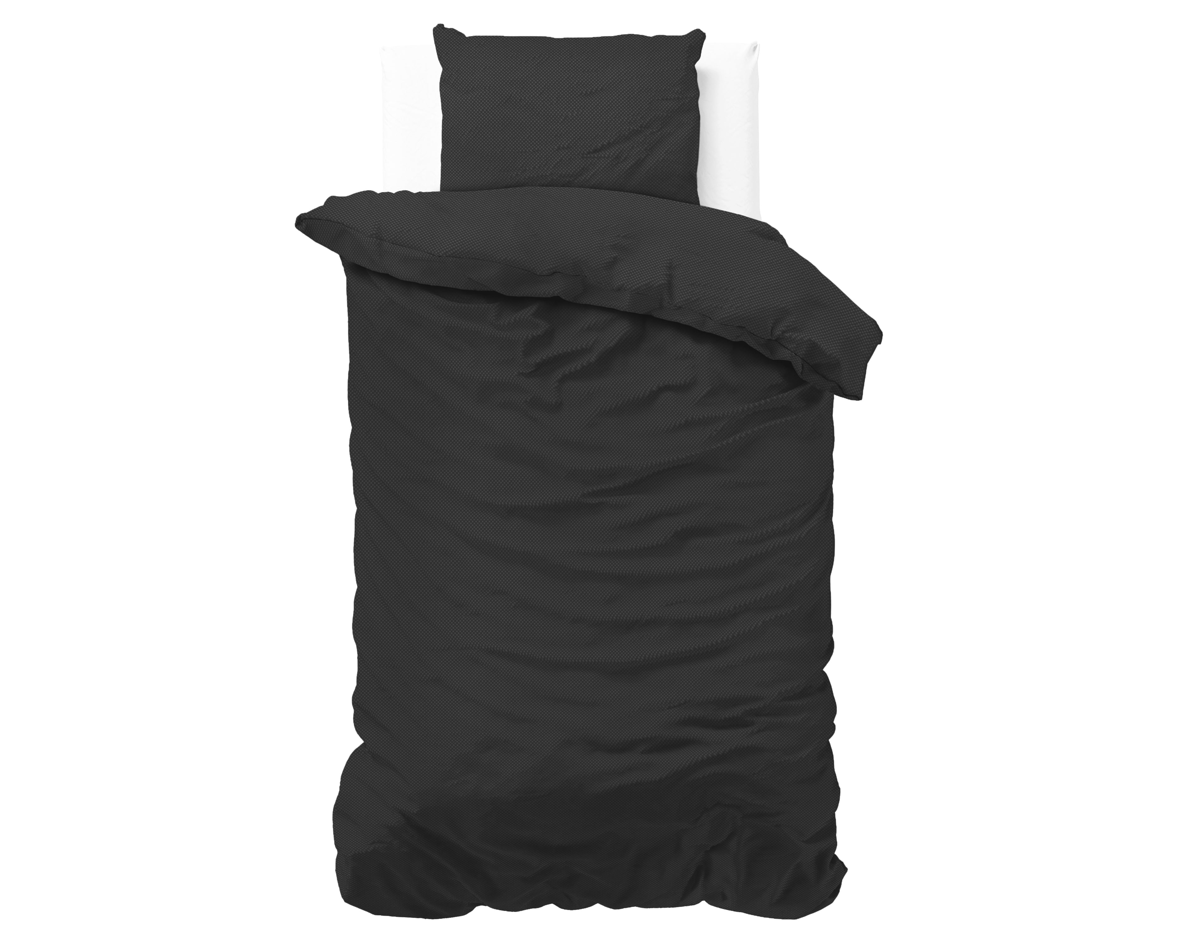 Satin Point Dekbedovertrek Zwart - Uni design - Diepdruk design - Makkelijk wasbaar