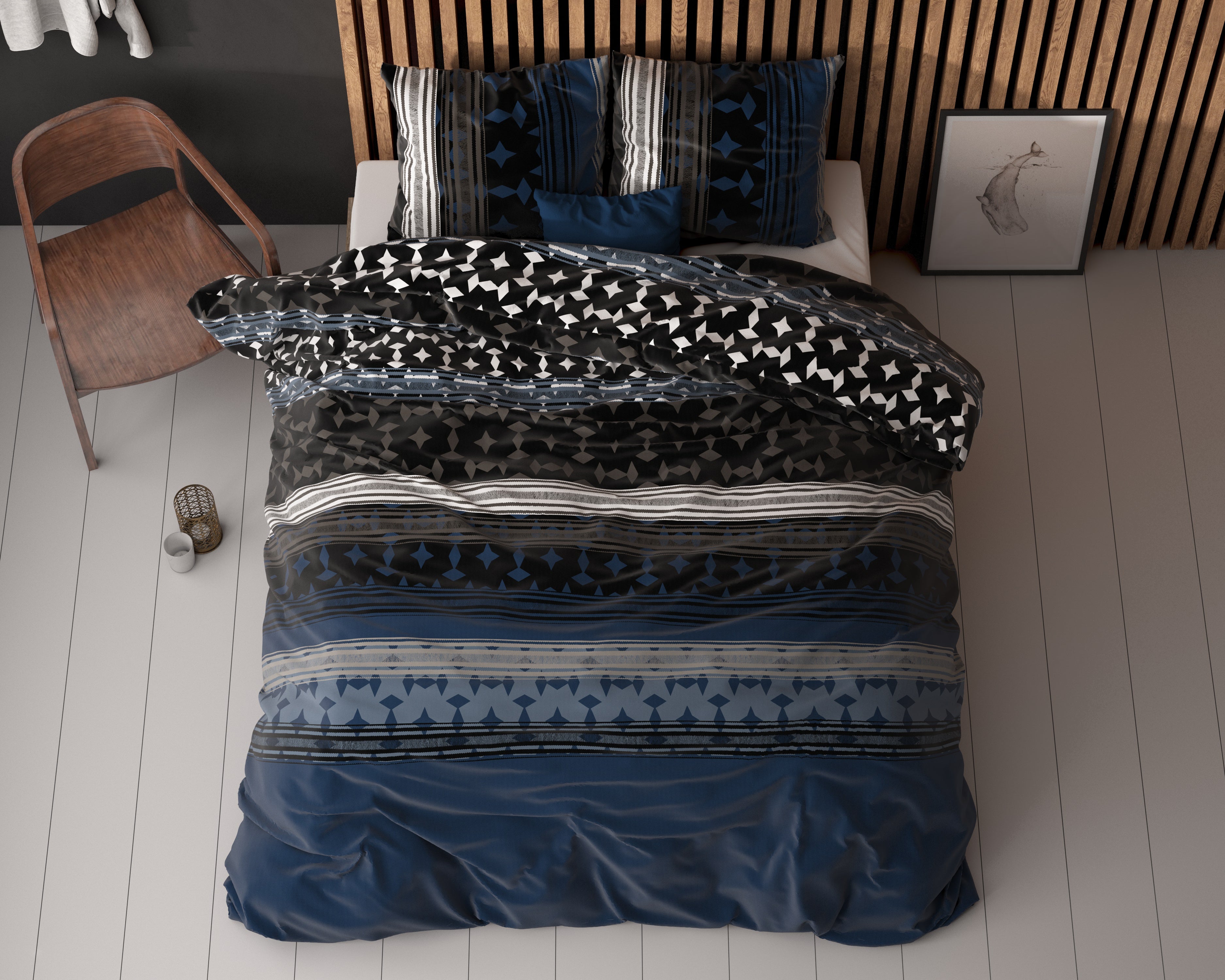 Scanda Navy Dekbedovertrek - Strijkvrij - Katoen geweven - Leuke prints