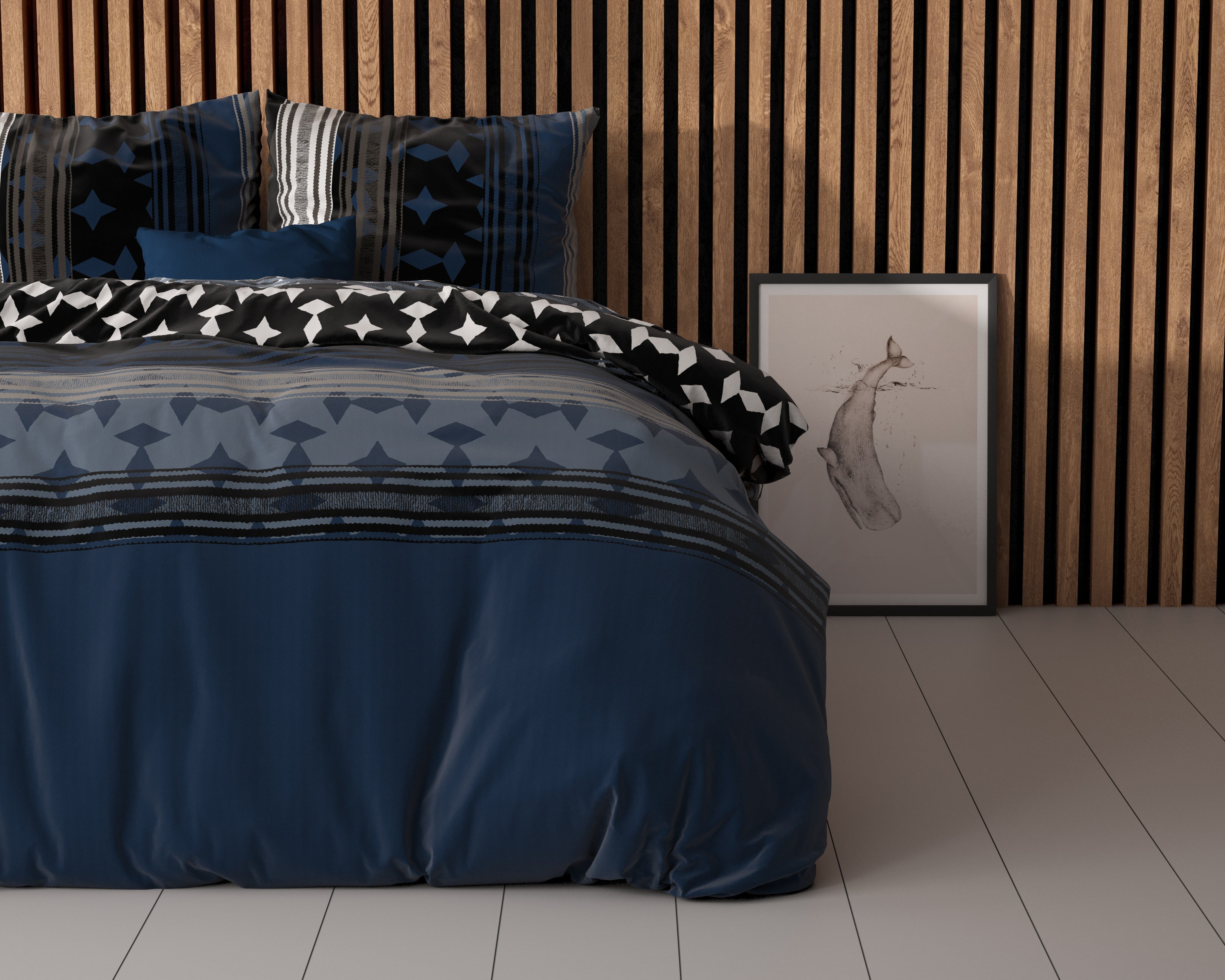 Scanda Navy Dekbedovertrek - Strijkvrij - Katoen geweven - Leuke prints