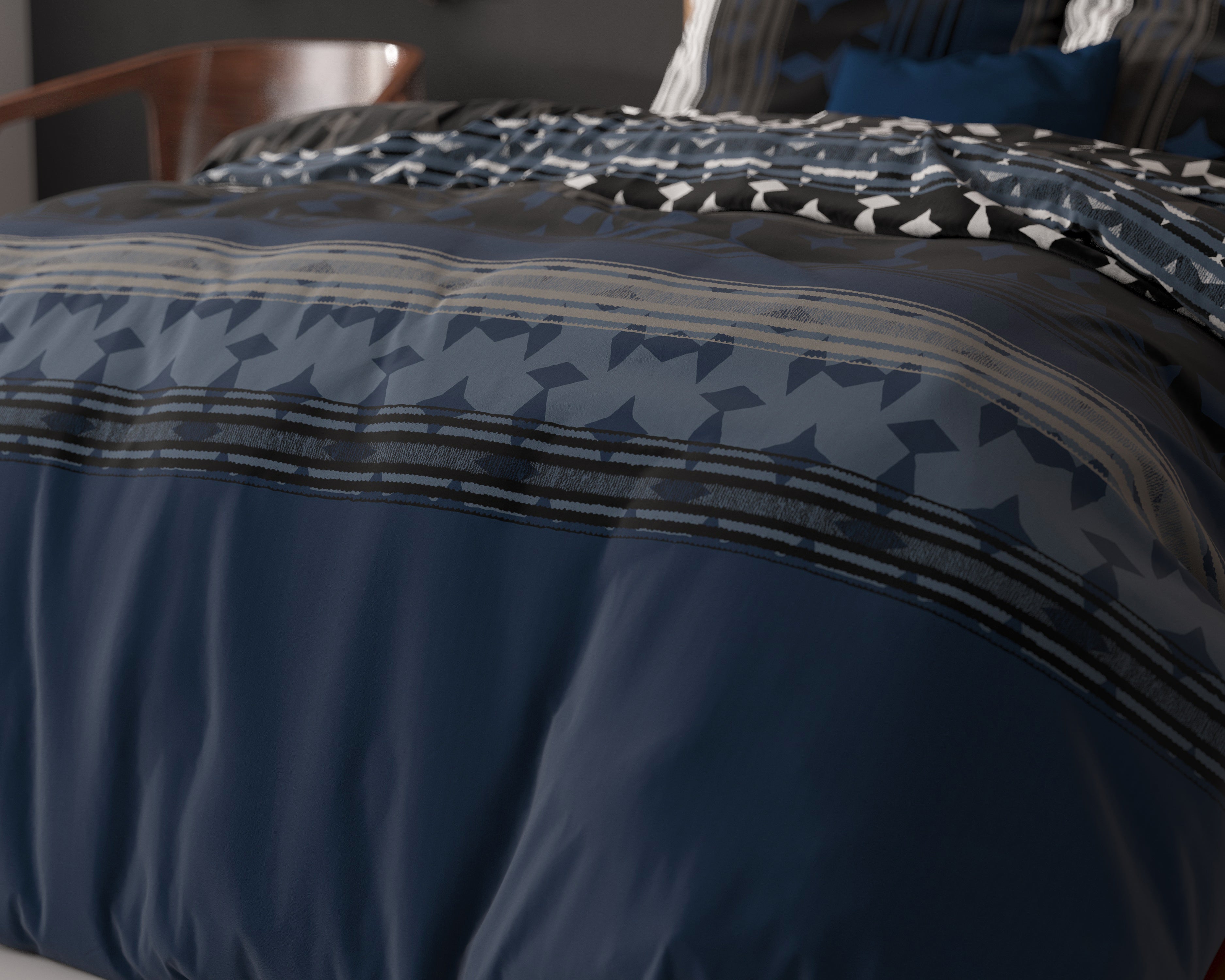 Scanda Navy Dekbedovertrek - Strijkvrij - Katoen geweven - Leuke prints