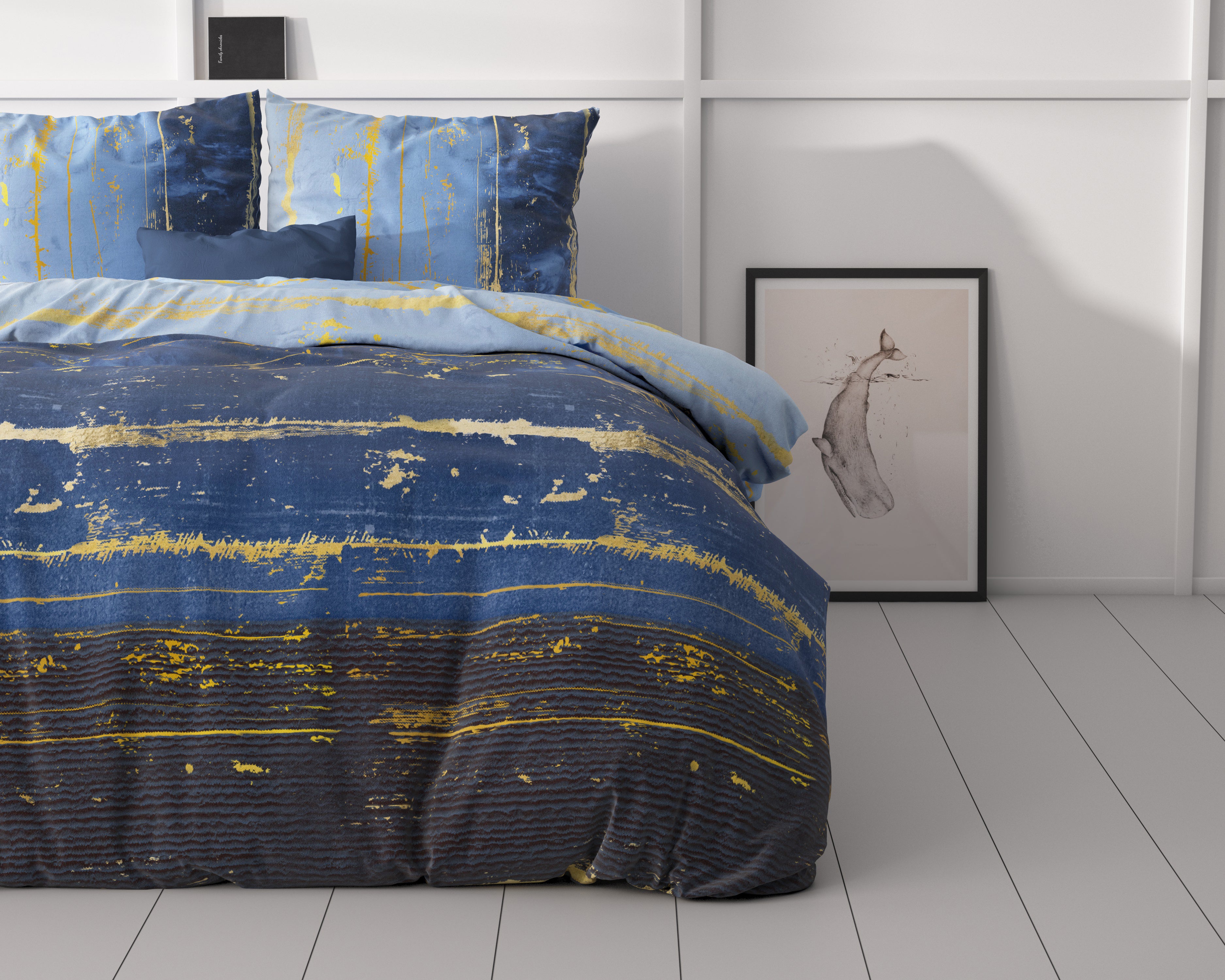 Scratchy Dekbedovertrek Blauw - Katoen geweven - Strijkvrij - Leuke prints