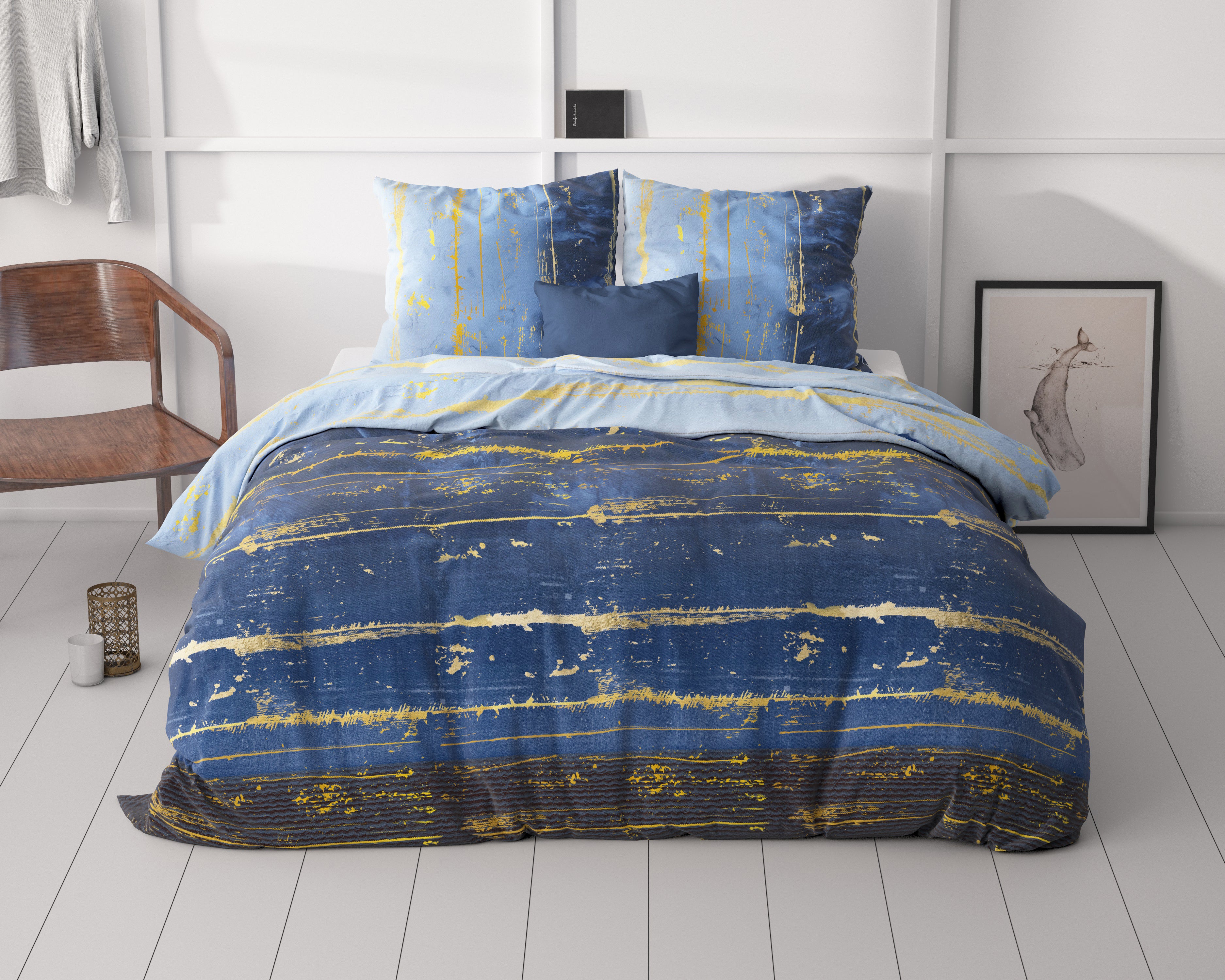 Scratchy Dekbedovertrek Blauw - Katoen geweven - Strijkvrij - Leuke prints