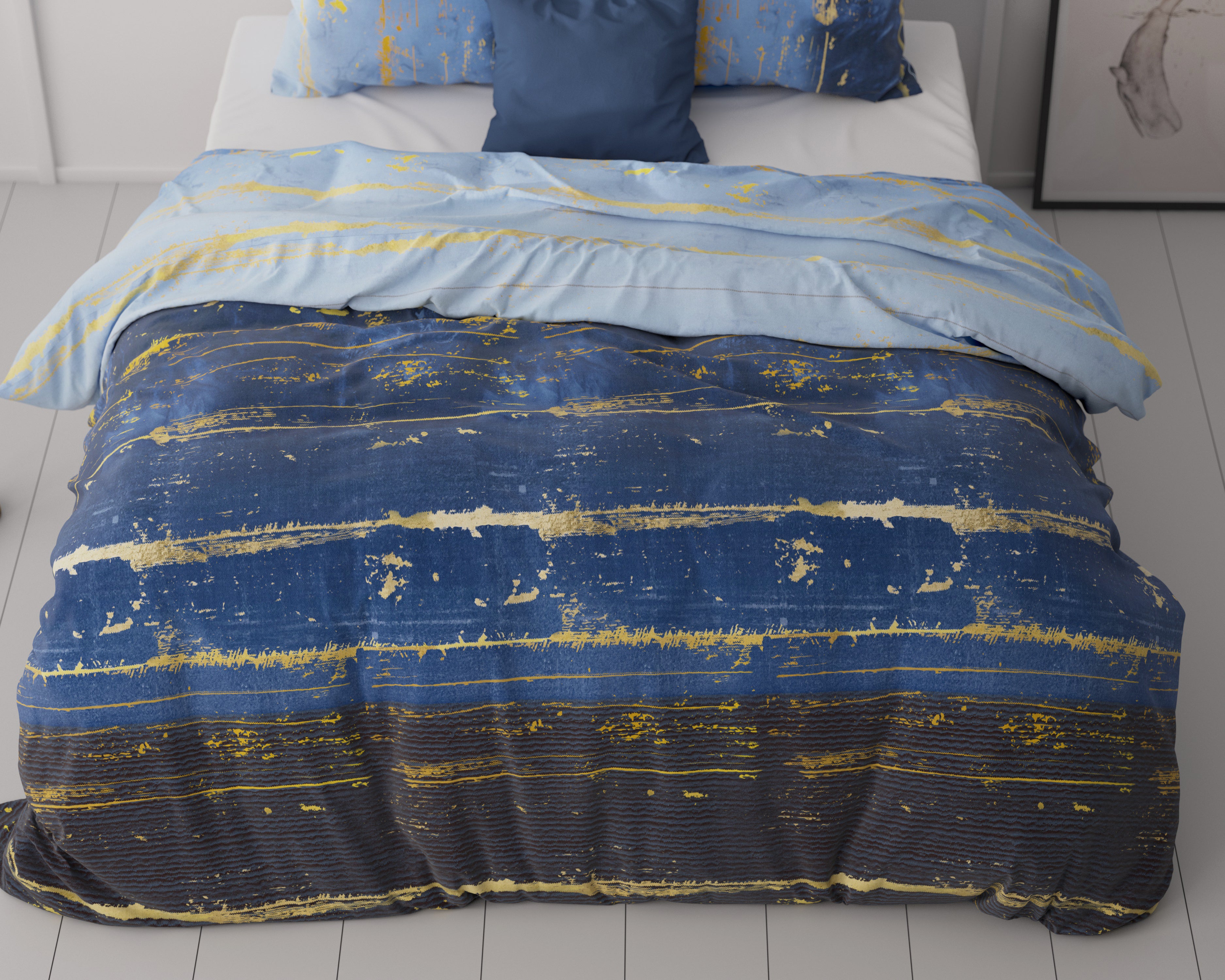 Scratchy Dekbedovertrek Blauw - Katoen geweven - Strijkvrij - Leuke prints