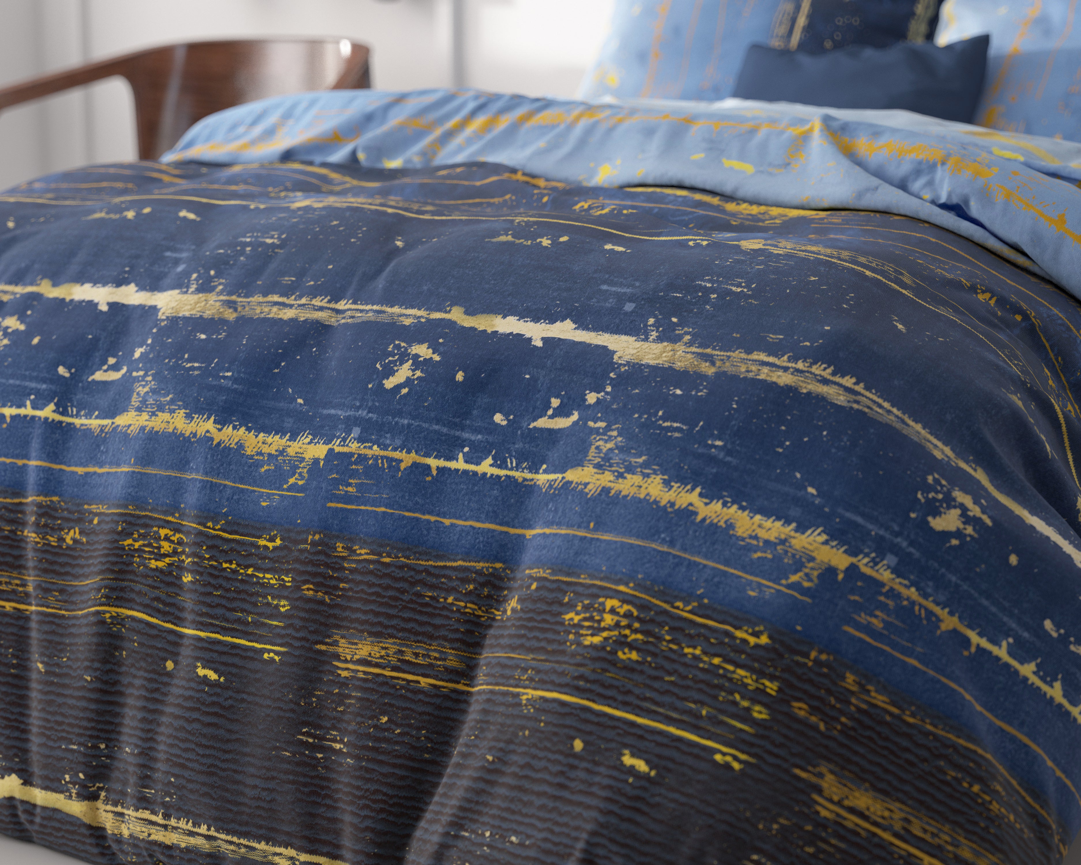 Scratchy Dekbedovertrek Blauw - Katoen geweven - Strijkvrij - Leuke prints