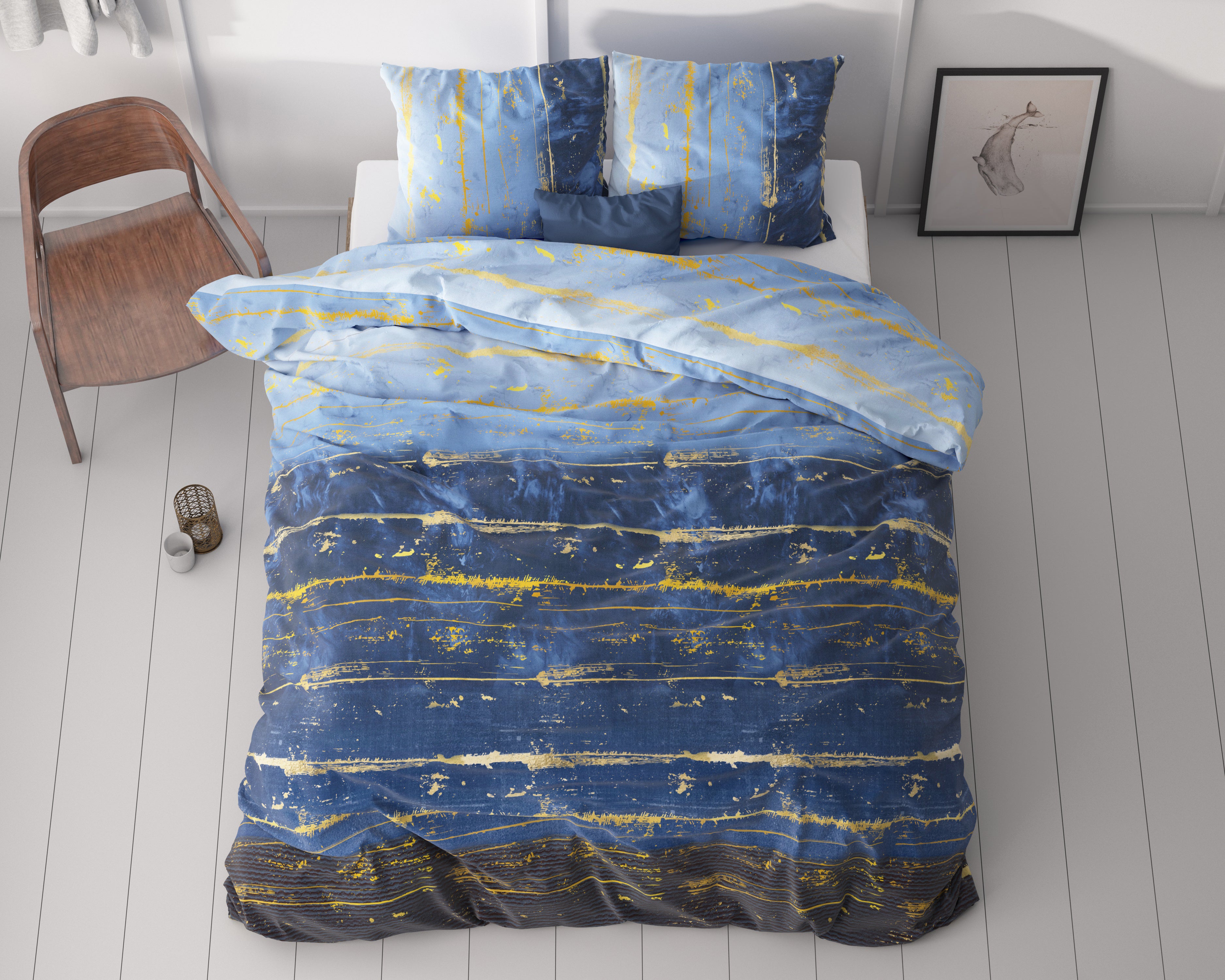 Scratchy Dekbedovertrek Blauw - Katoen geweven - Strijkvrij - Leuke prints
