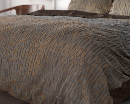 Seba Taupe Dekbedovertrek - Luxe Satijn - Hoge kwaliteit - Trendy prints