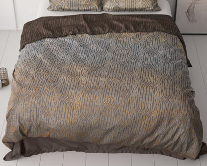 Seba Taupe Dekbedovertrek - Luxe Satijn - Hoge kwaliteit - Trendy prints