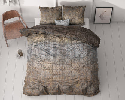 Seba Taupe Dekbedovertrek - Luxe Satijn - Hoge kwaliteit - Trendy prints