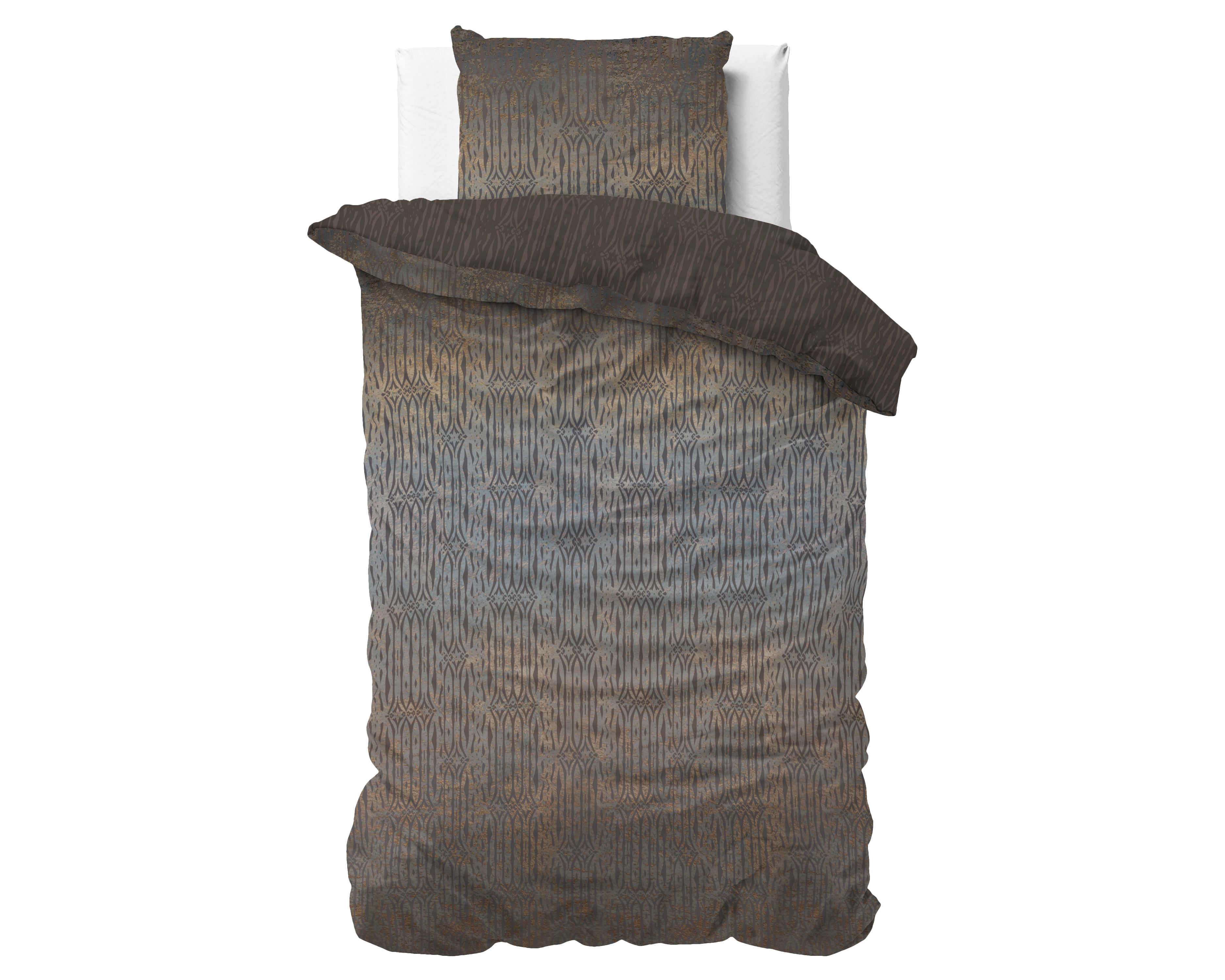 Seba Taupe Dekbedovertrek - Luxe Satijn - Hoge kwaliteit - Trendy prints
