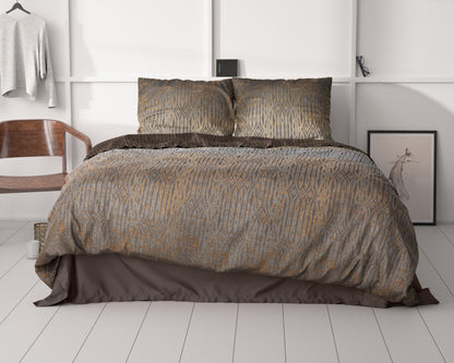 Seba Taupe Dekbedovertrek - Luxe Satijn - Hoge kwaliteit - Trendy prints