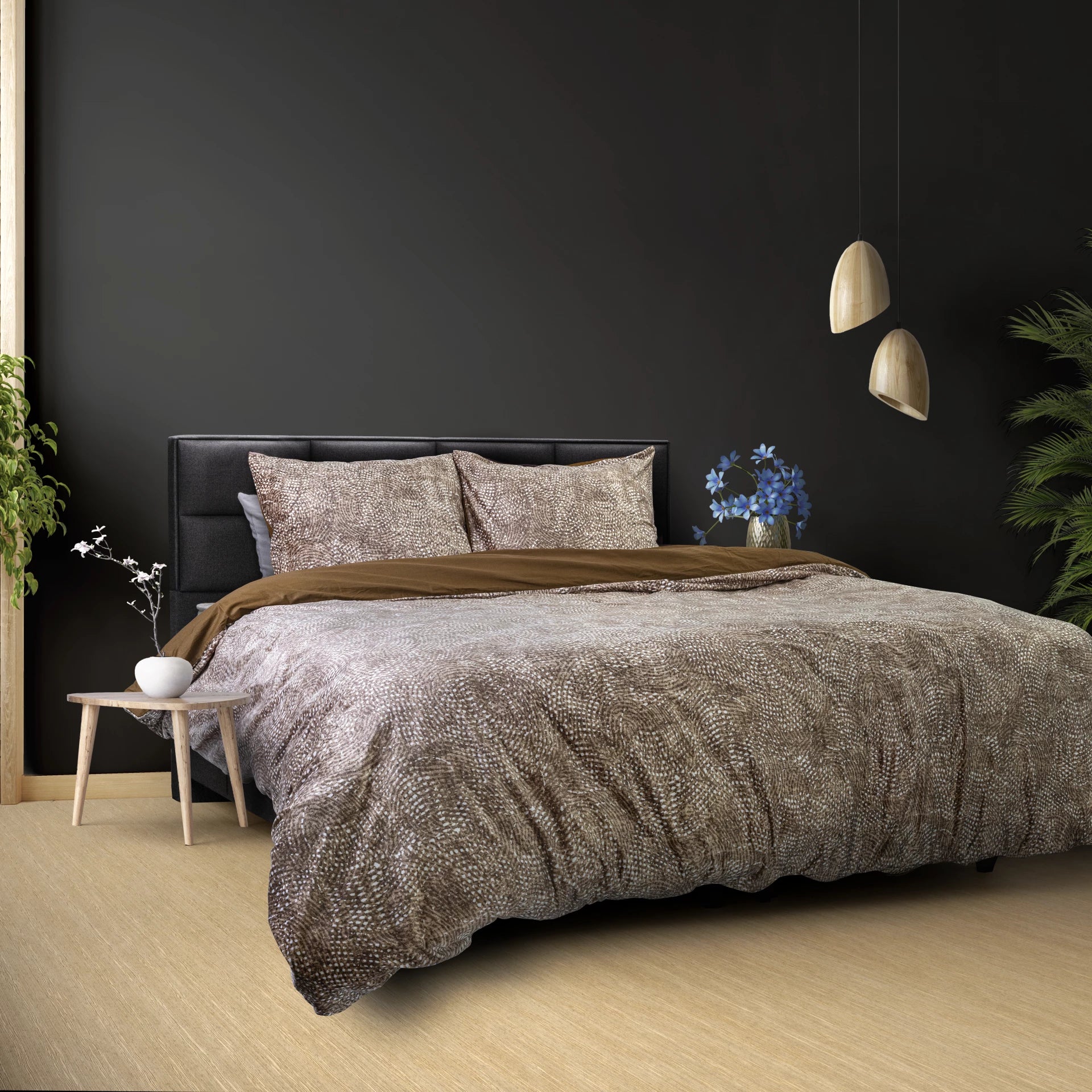 Signature Velvet Cotton Duvet Cover Aria Brown - Super soft woven - Unique Design - Luxurious feel