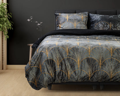 Signature Velvet Katoen Dekbedovertrek Mente Grijs - Super zacht geweven - Uniek Design - Luxe gevoel