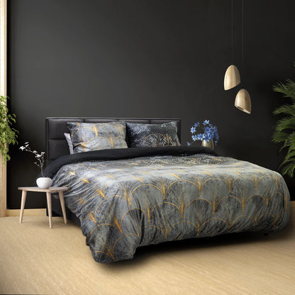 Signature Velvet Katoen Dekbedovertrek Mente Grijs - Super zacht geweven - Uniek Design - Luxe gevoel