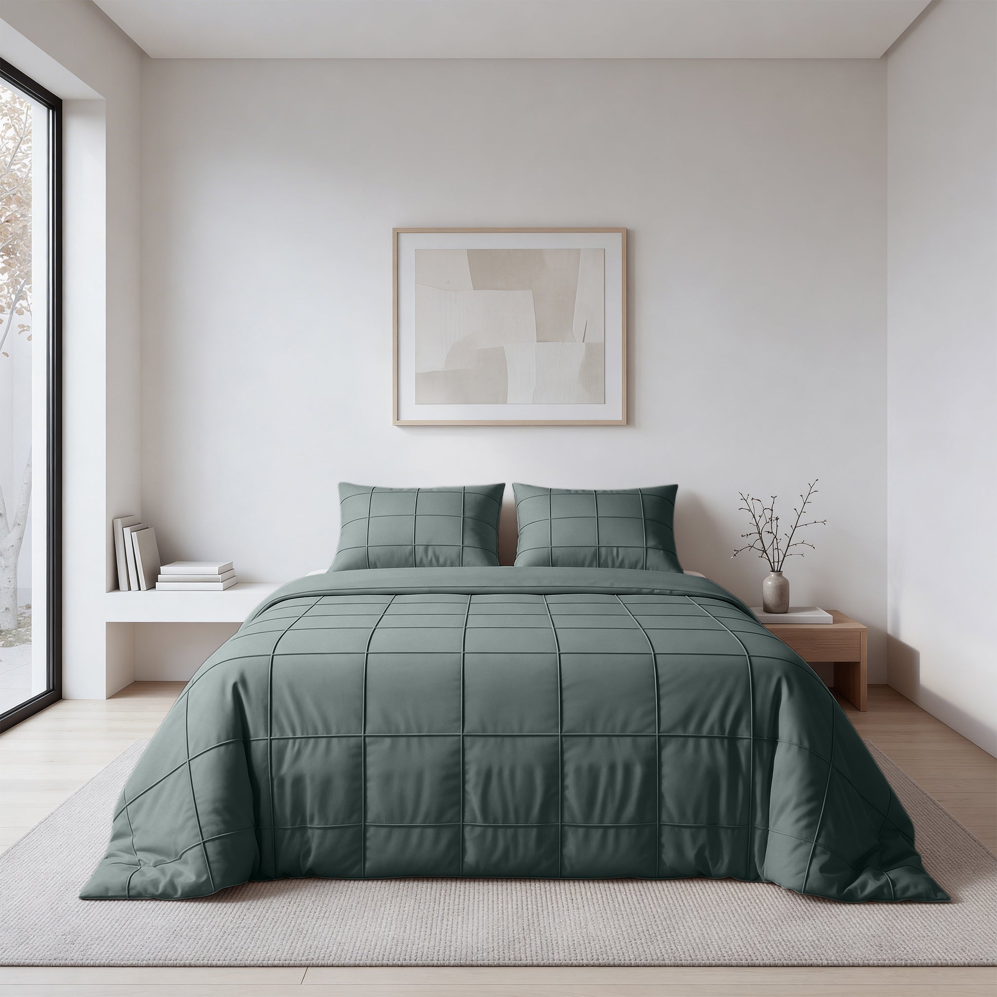 Sleeptime Check Pintuck Dekbedovertrek - Groen - 100% Microvezel