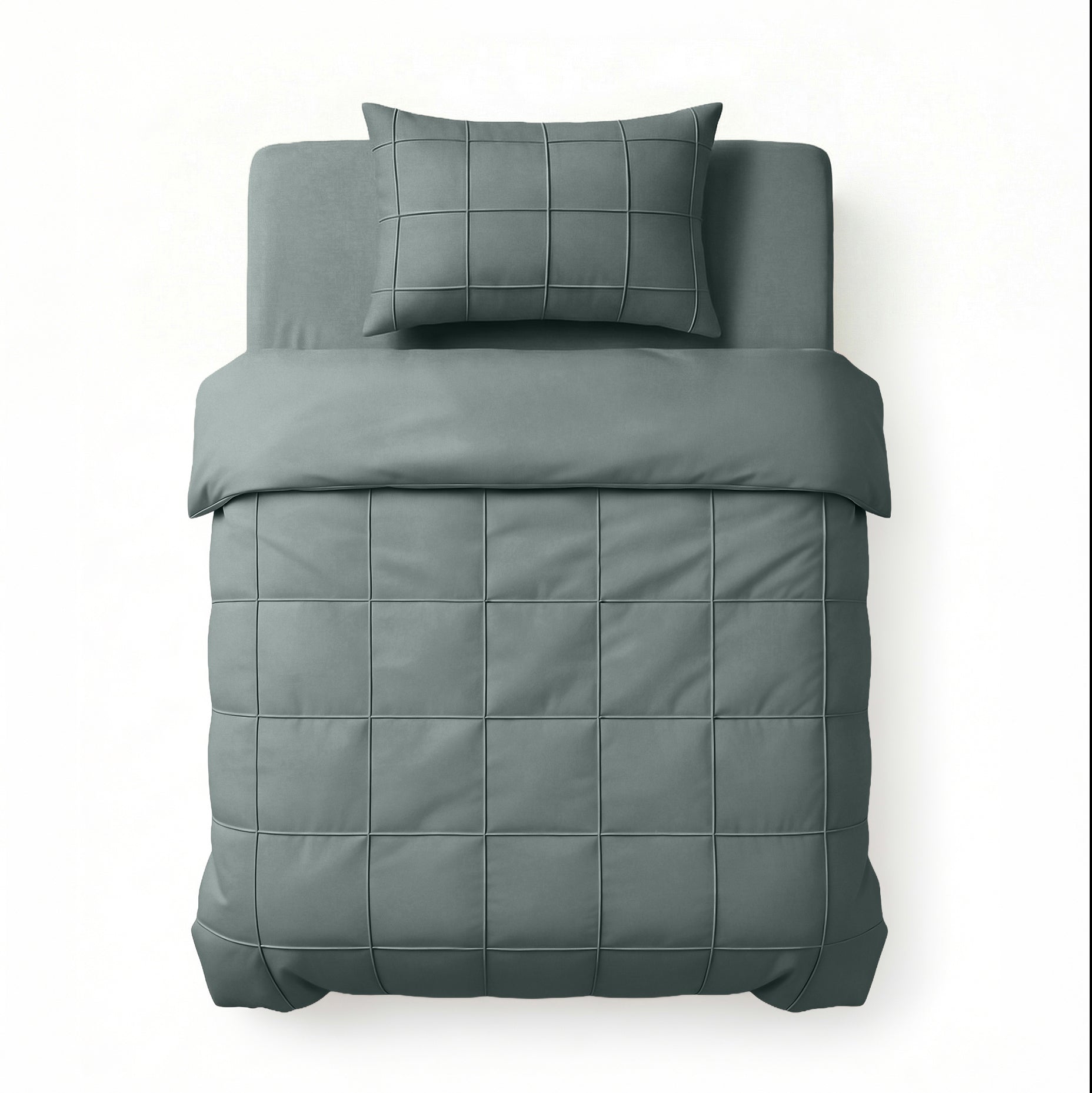 Sleeptime Check Pintuck Dekbedovertrek - Groen - 100% Microvezel