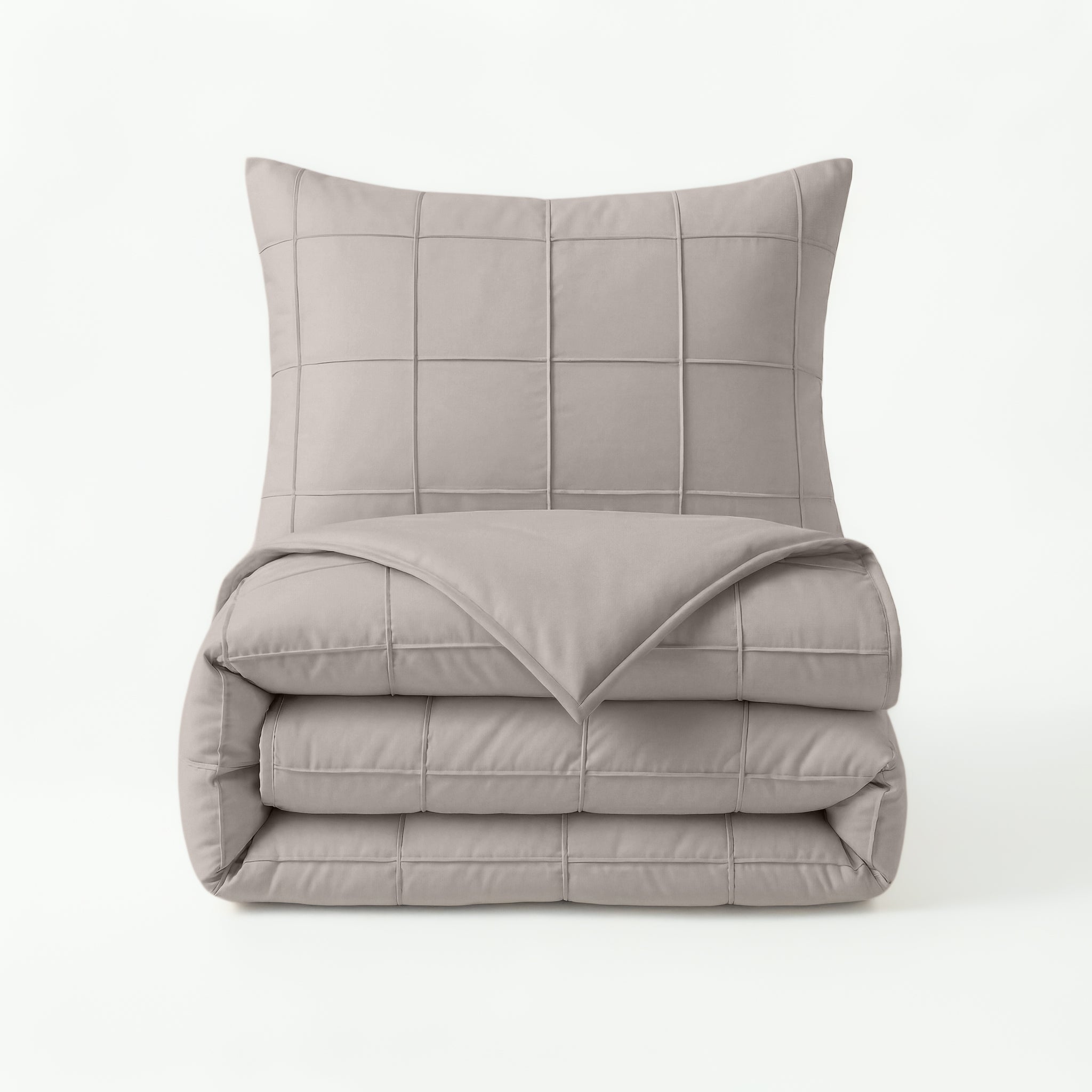 Sleeptime Check Pintuck Dekbedovertrek - Taupe/Grijs - 100% Microvezel